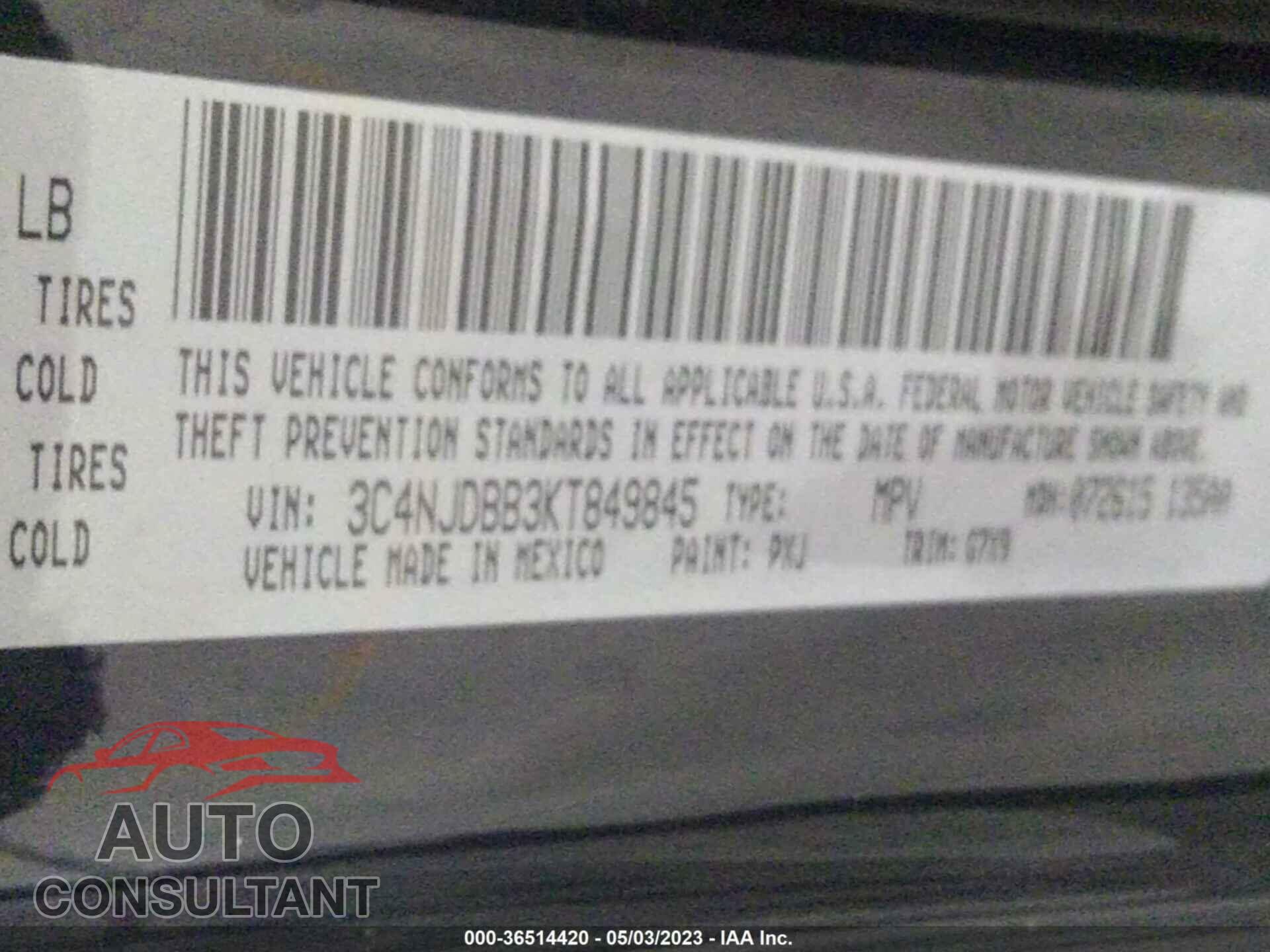 JEEP COMPASS 2019 - 3C4NJDBB3KT849845