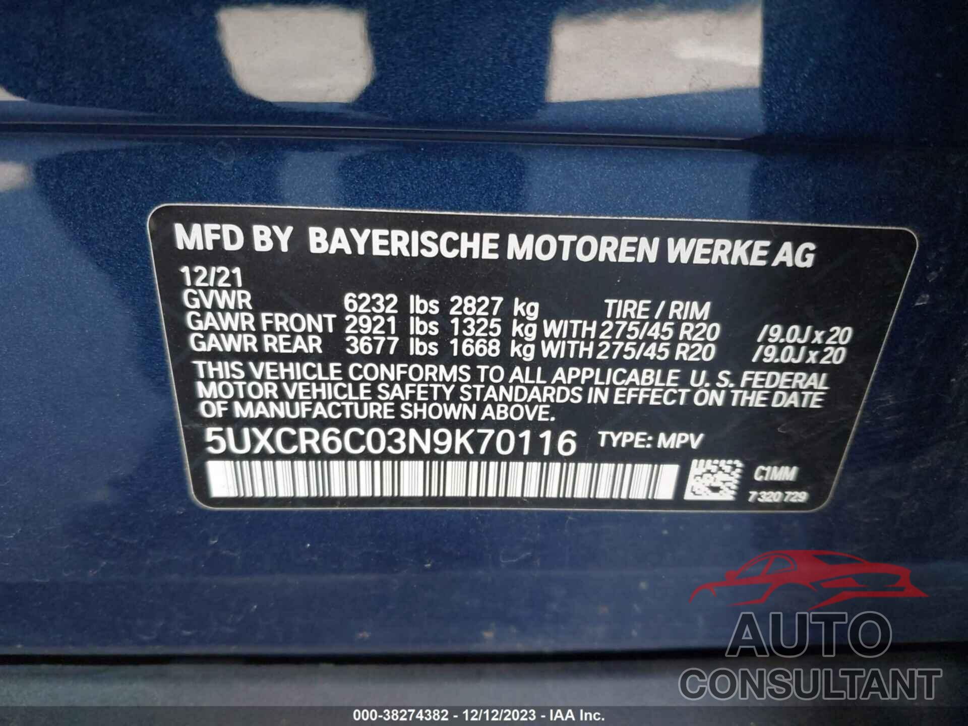 BMW X5 2022 - 5UXCR6C03N9K70116