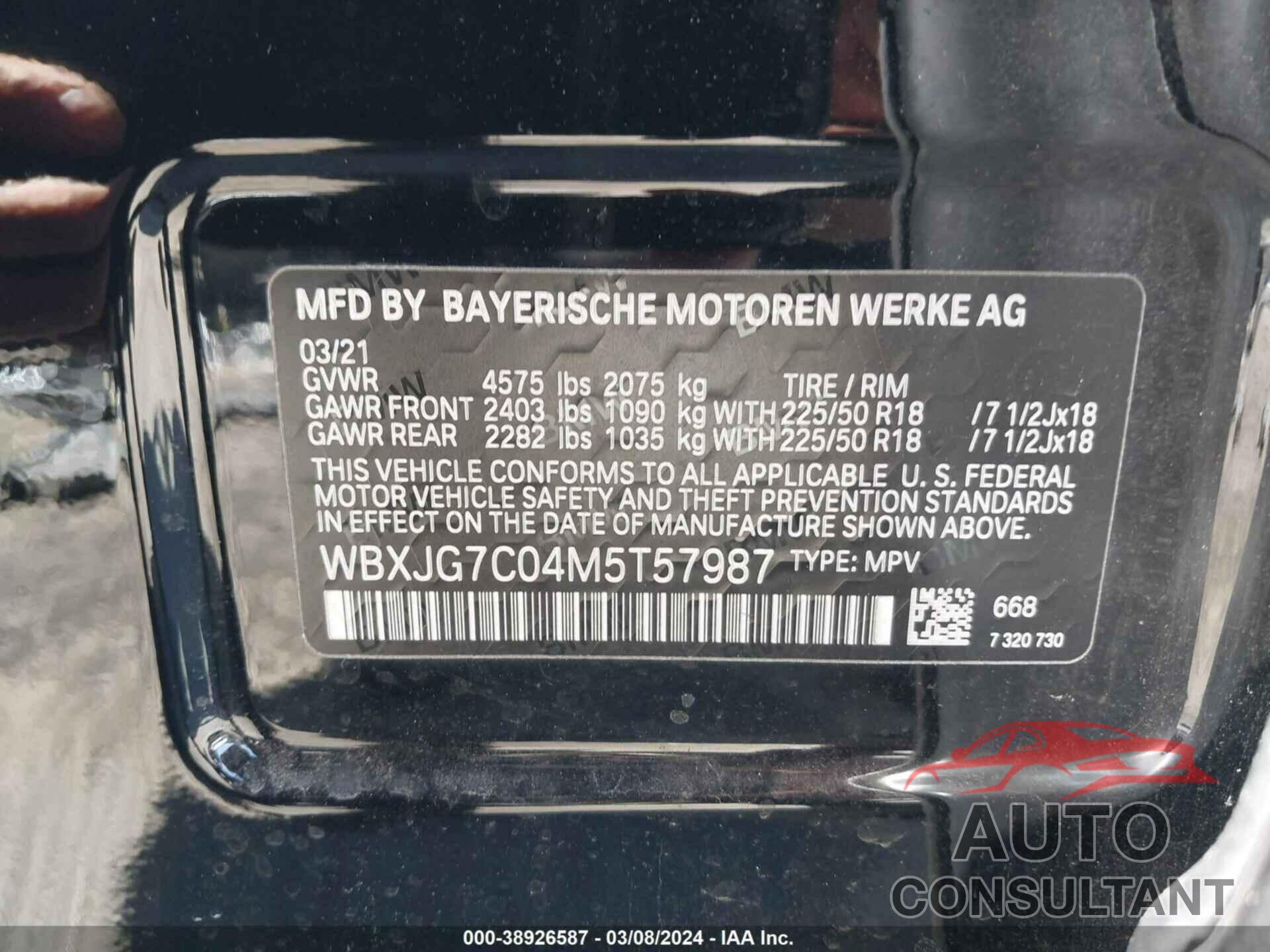 BMW X1 2021 - WBXJG7C04M5T57987
