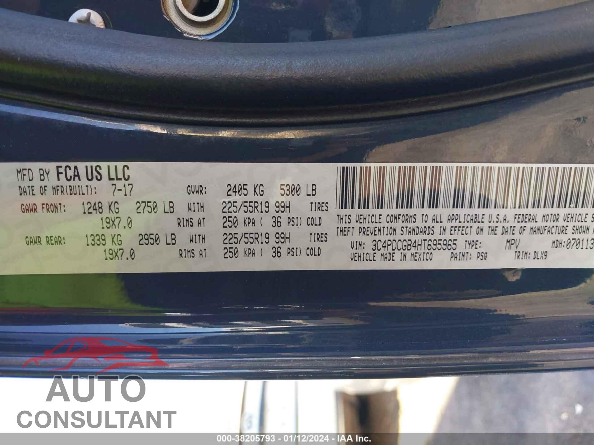 DODGE JOURNEY 2017 - 3C4PDCGB4HT695965