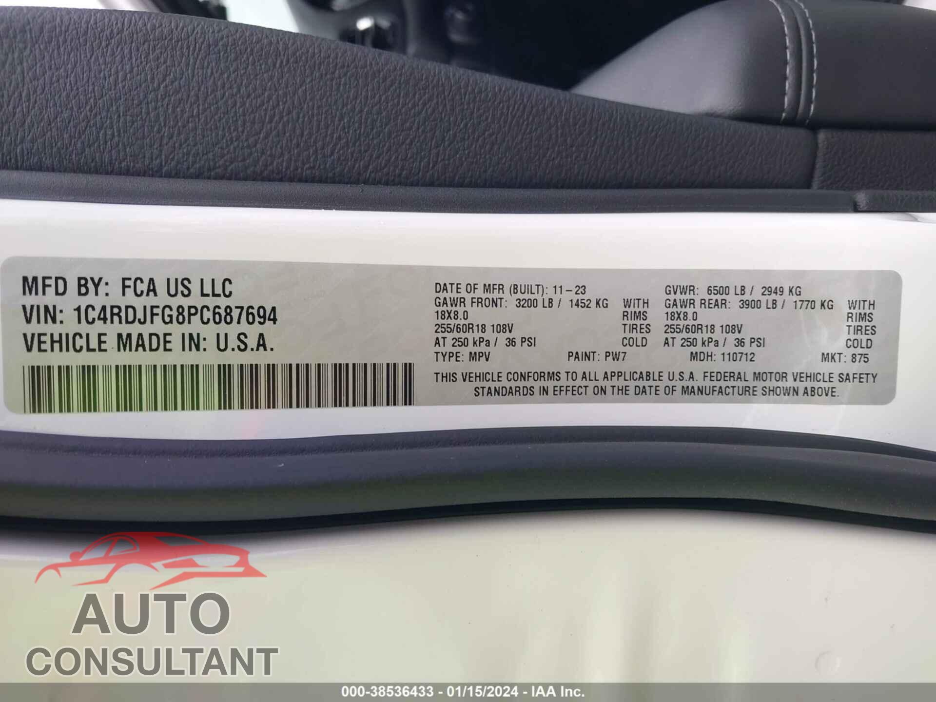 DODGE DURANGO 2023 - 1C4RDJFG8PC687694