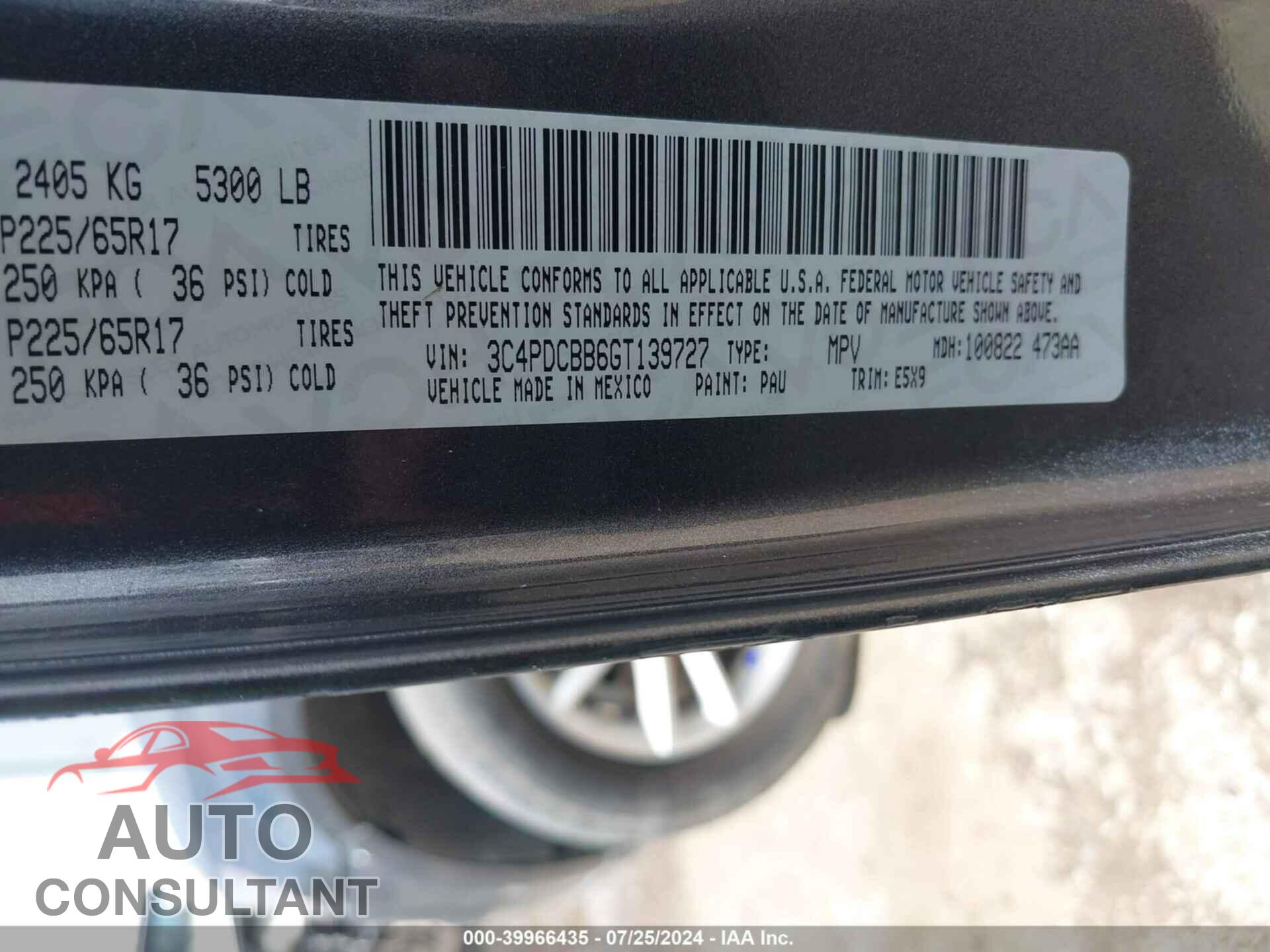 DODGE JOURNEY 2016 - 3C4PDCBB6GT139727