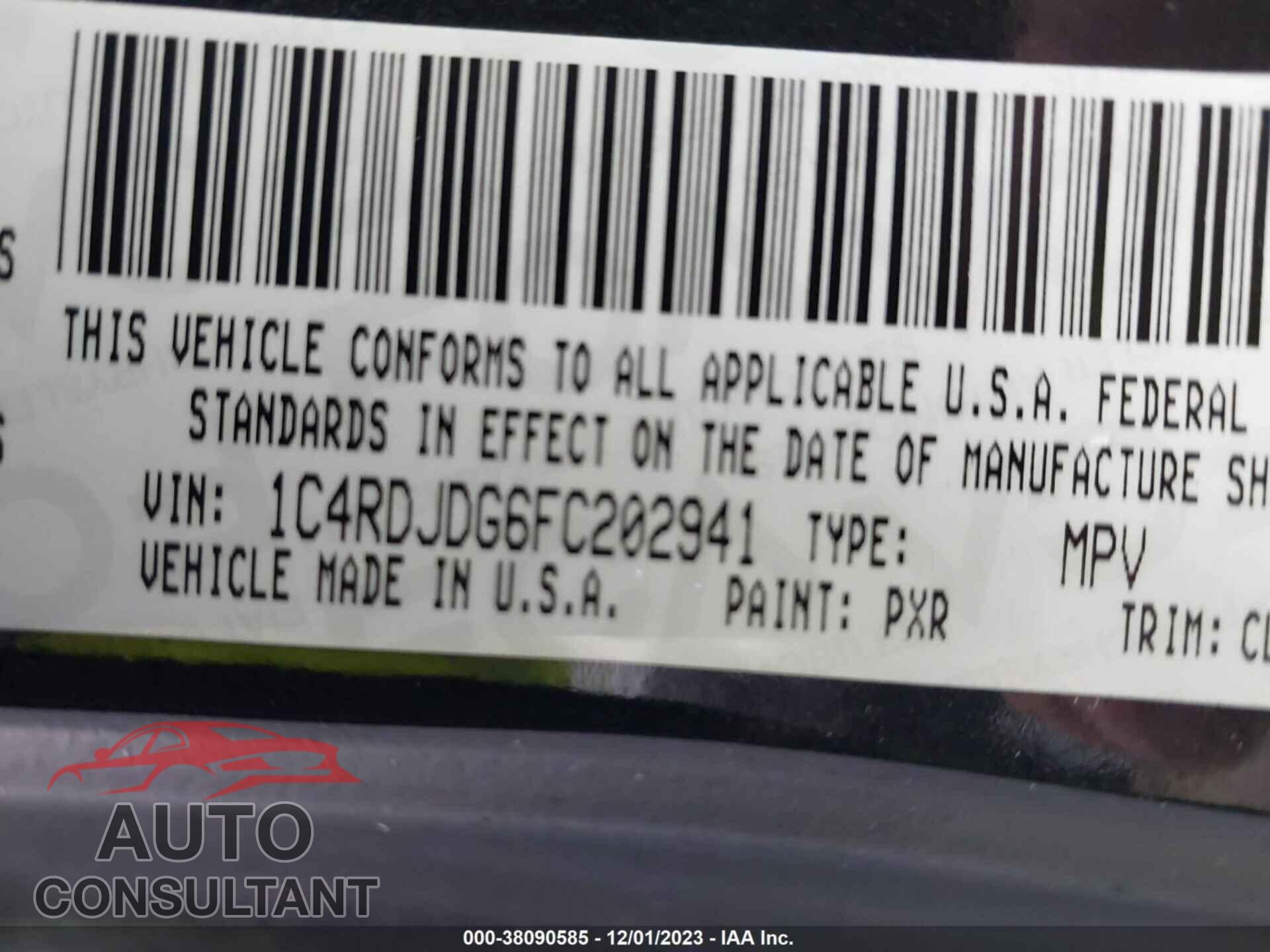 DODGE DURANGO 2015 - 1C4RDJDG6FC202941