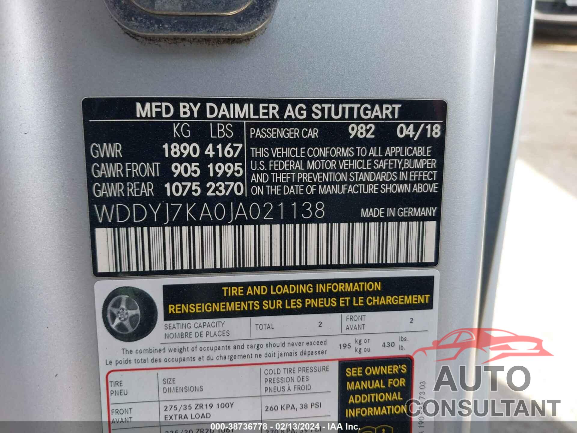 MERCEDES-BENZ AMG GT R 2018 - WDDYJ7KA0JA021138