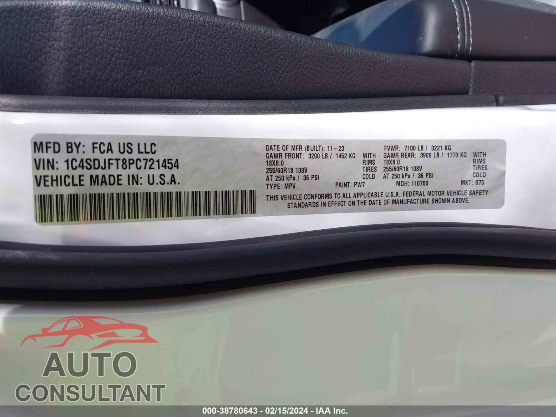 DODGE DURANGO 2023 - 1C4SDJFT8PC721454