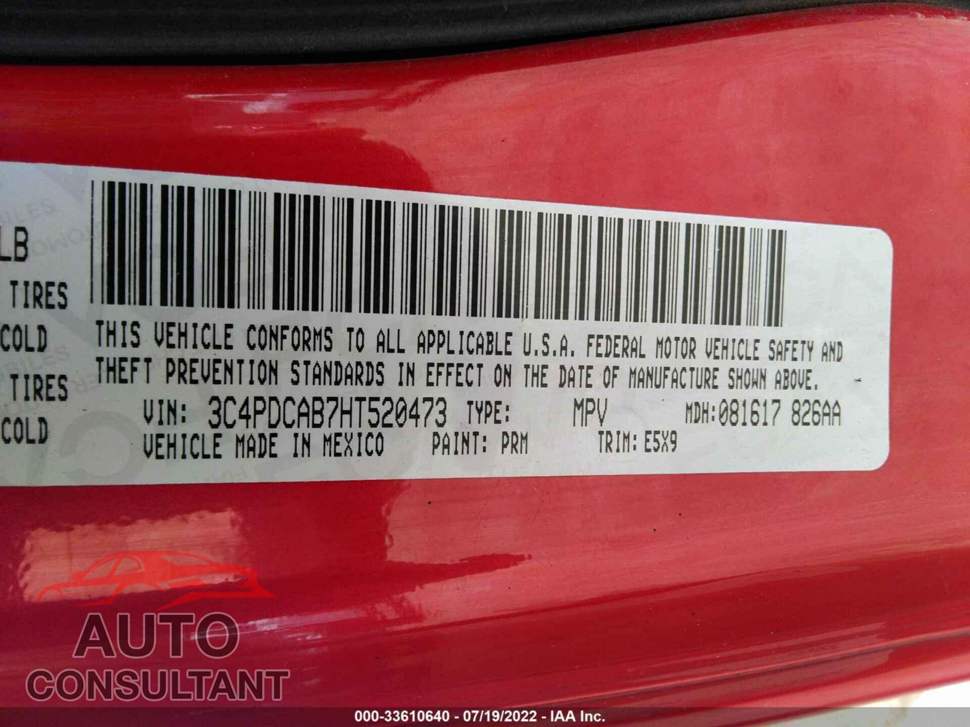 DODGE JOURNEY 2017 - 3C4PDCAB7HT520473