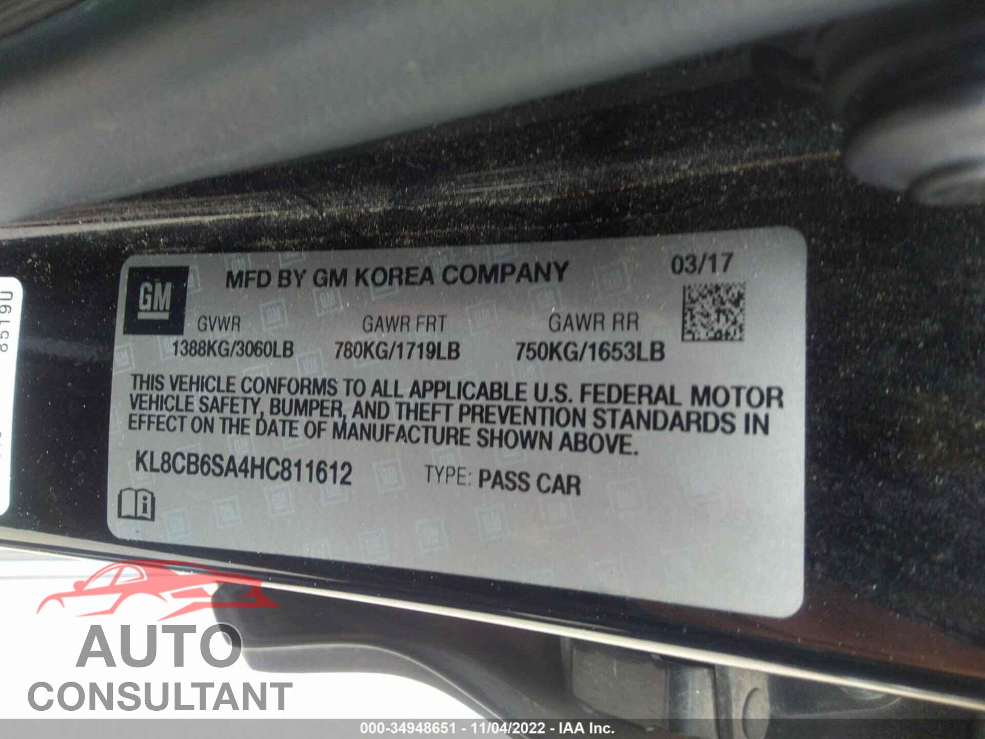 CHEVROLET SPARK 2017 - KL8CB6SA4HC811612