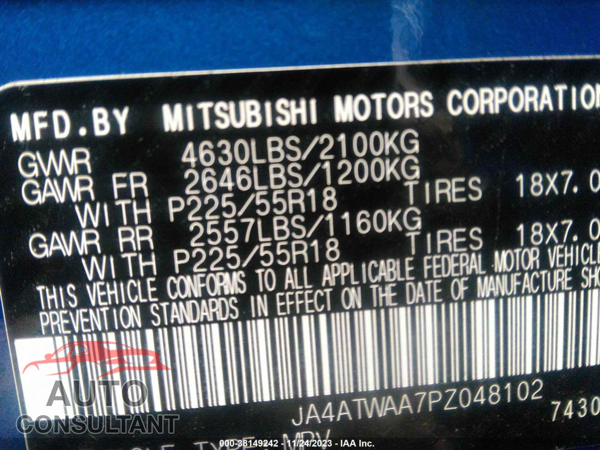 MITSUBISHI ECLIPSE CROSS 2023 - JA4ATWAA7PZ048102