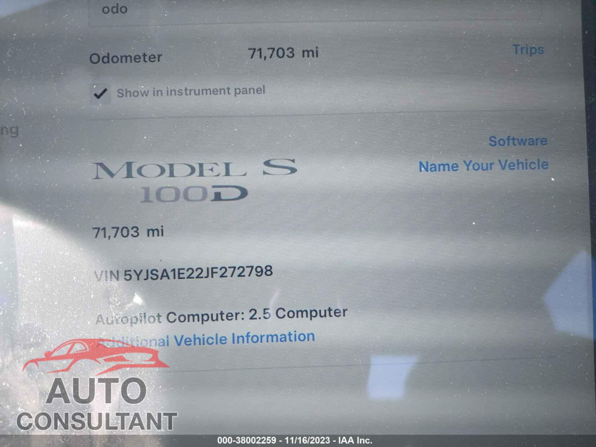 TESLA MODEL S 2018 - 5YJSA1E22JF272798