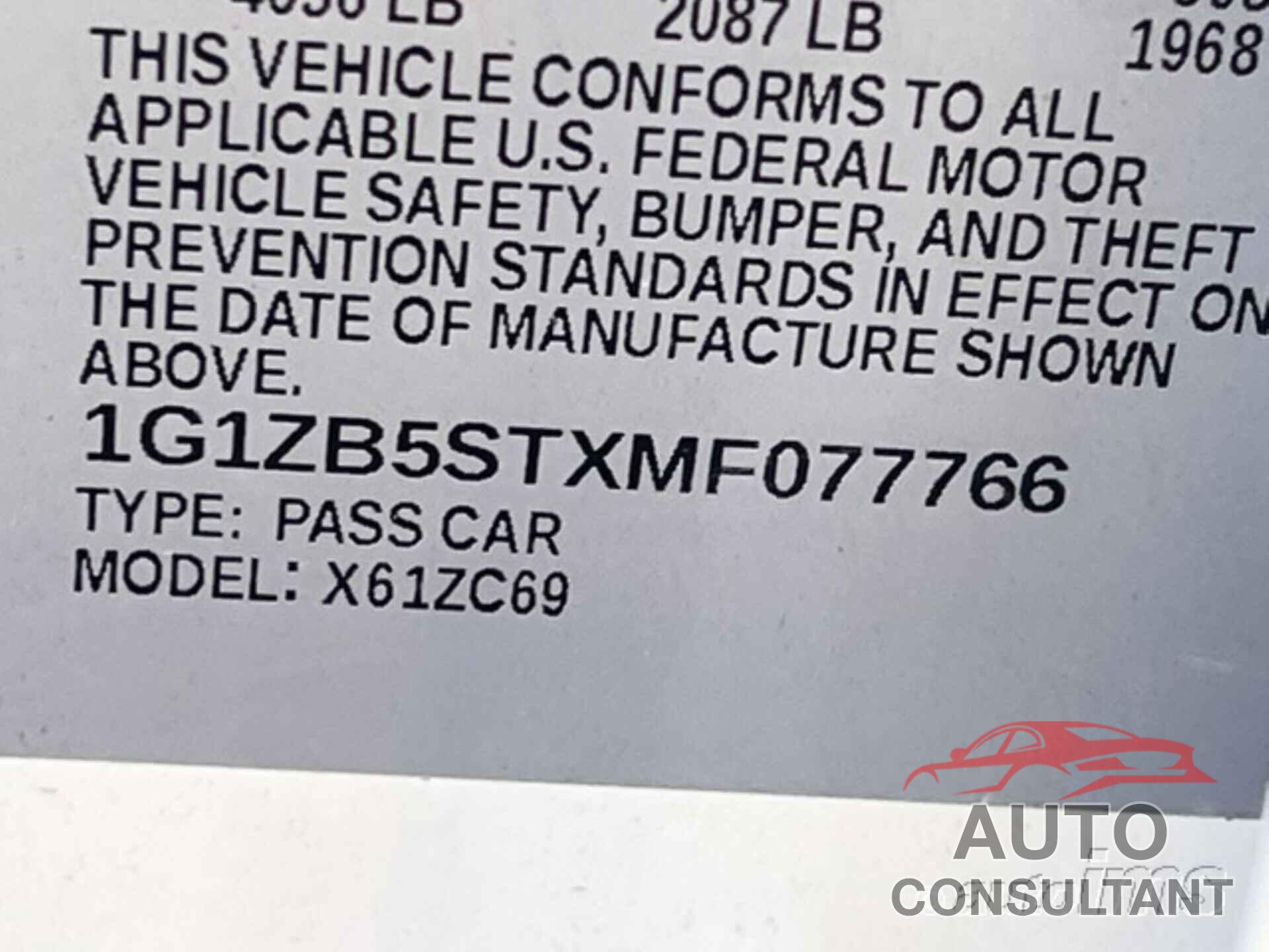 CHEVROLET MALIBU 2021 - 1G1ZB5STXMF077766
