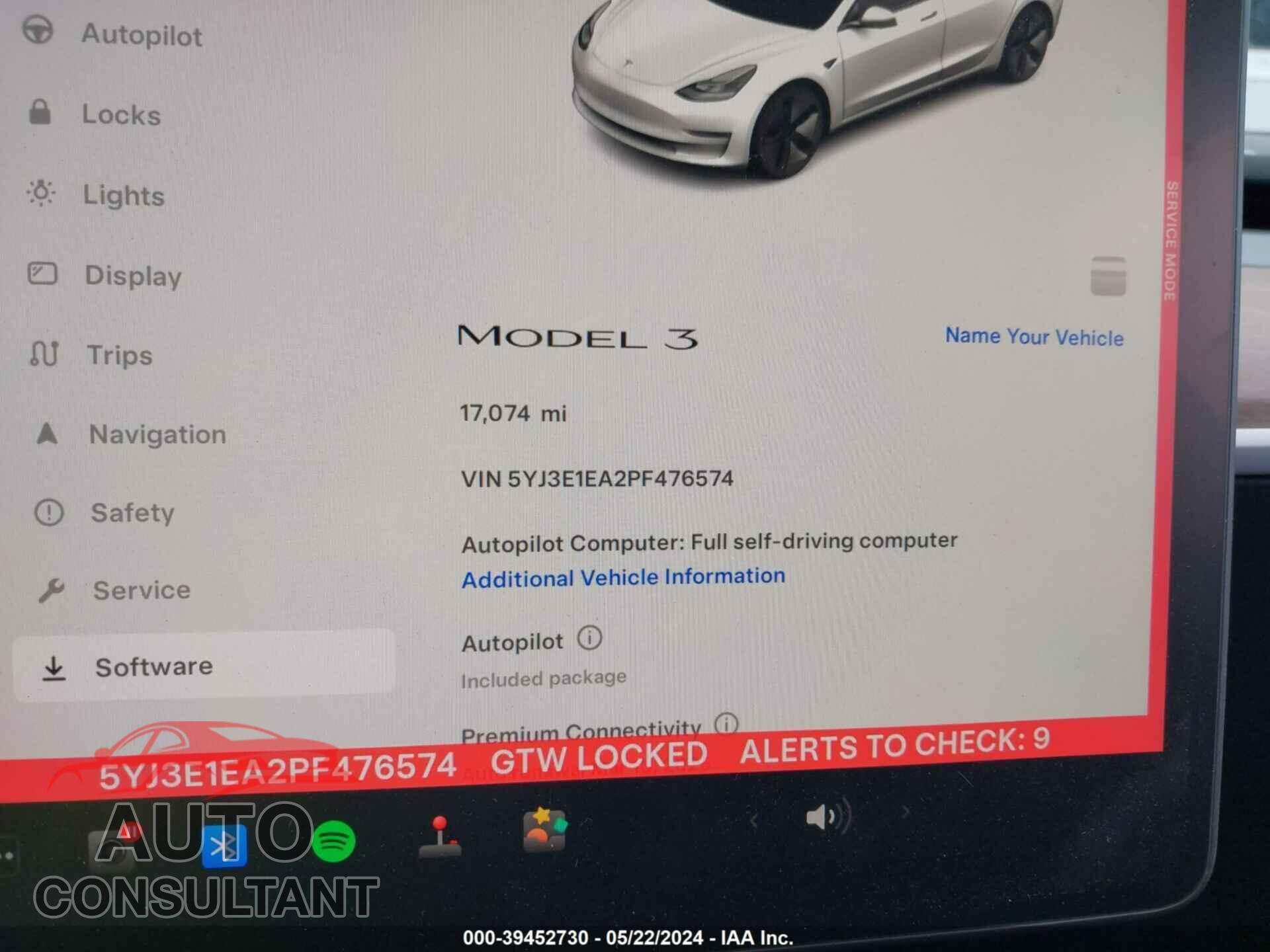 TESLA MODEL 3 2023 - 5YJ3E1EA2PF476574