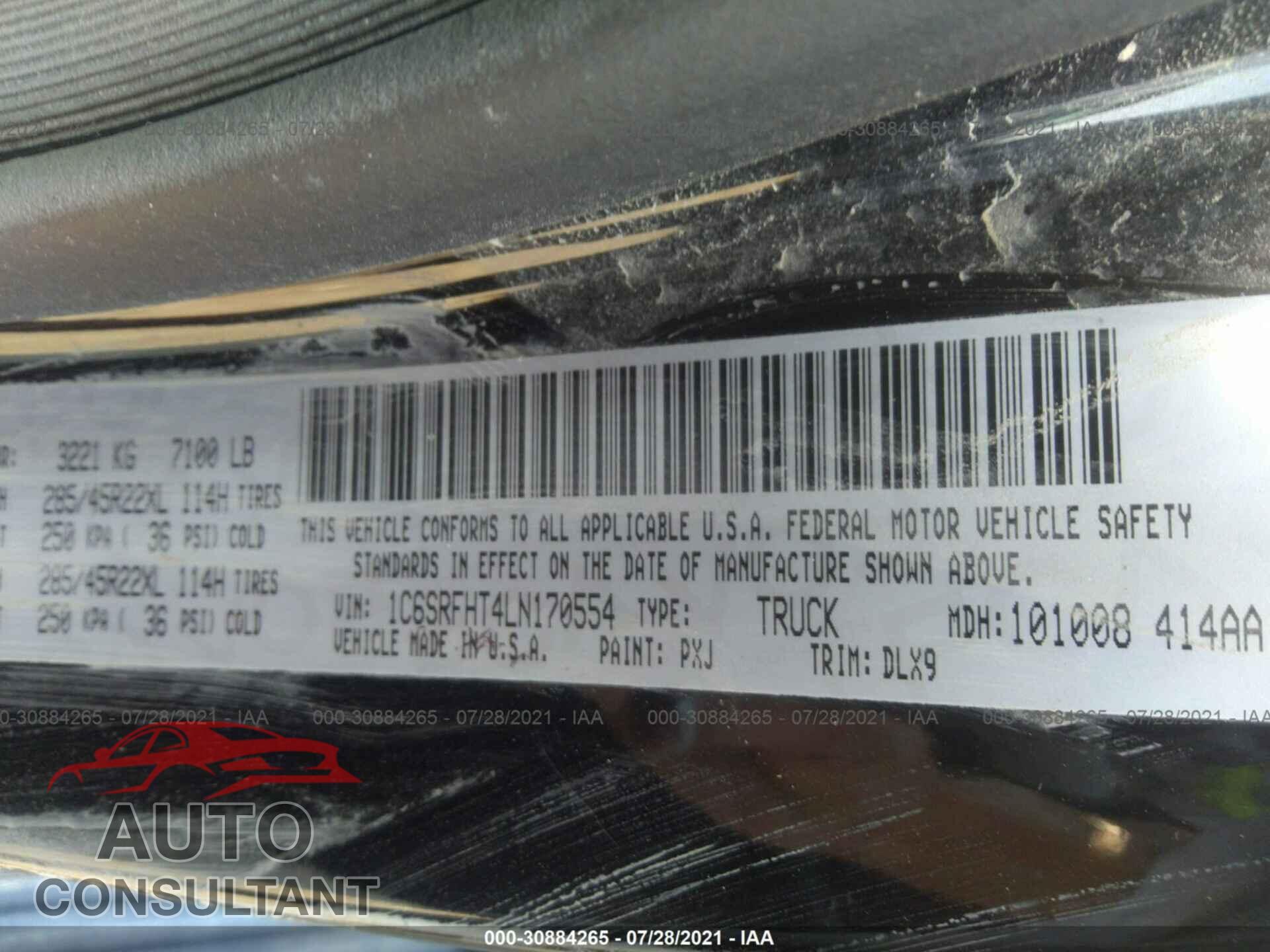 RAM 1500 2020 - 1C6SRFHT4LN170554