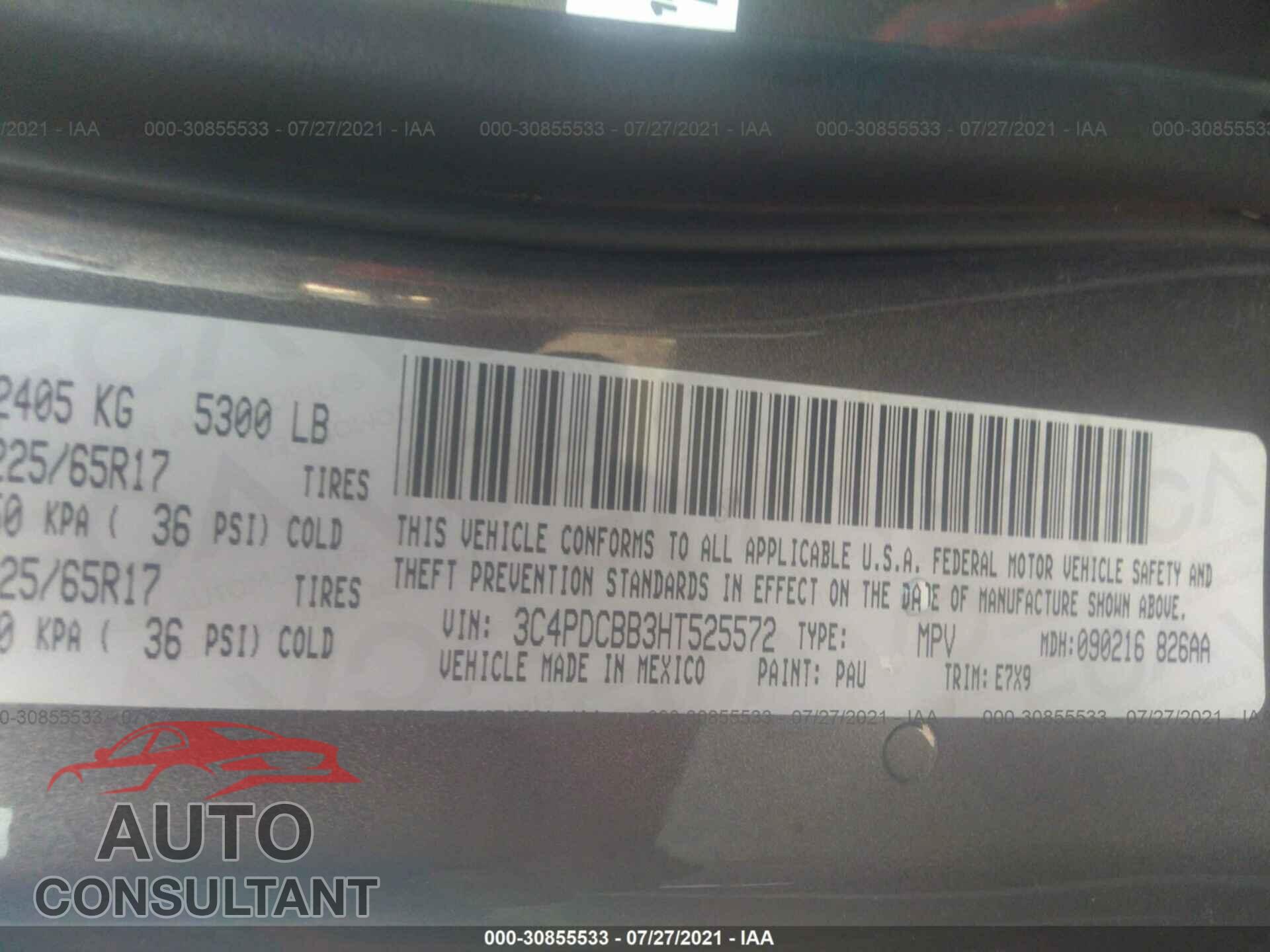 DODGE JOURNEY 2017 - 3C4PDCBB3HT525572
