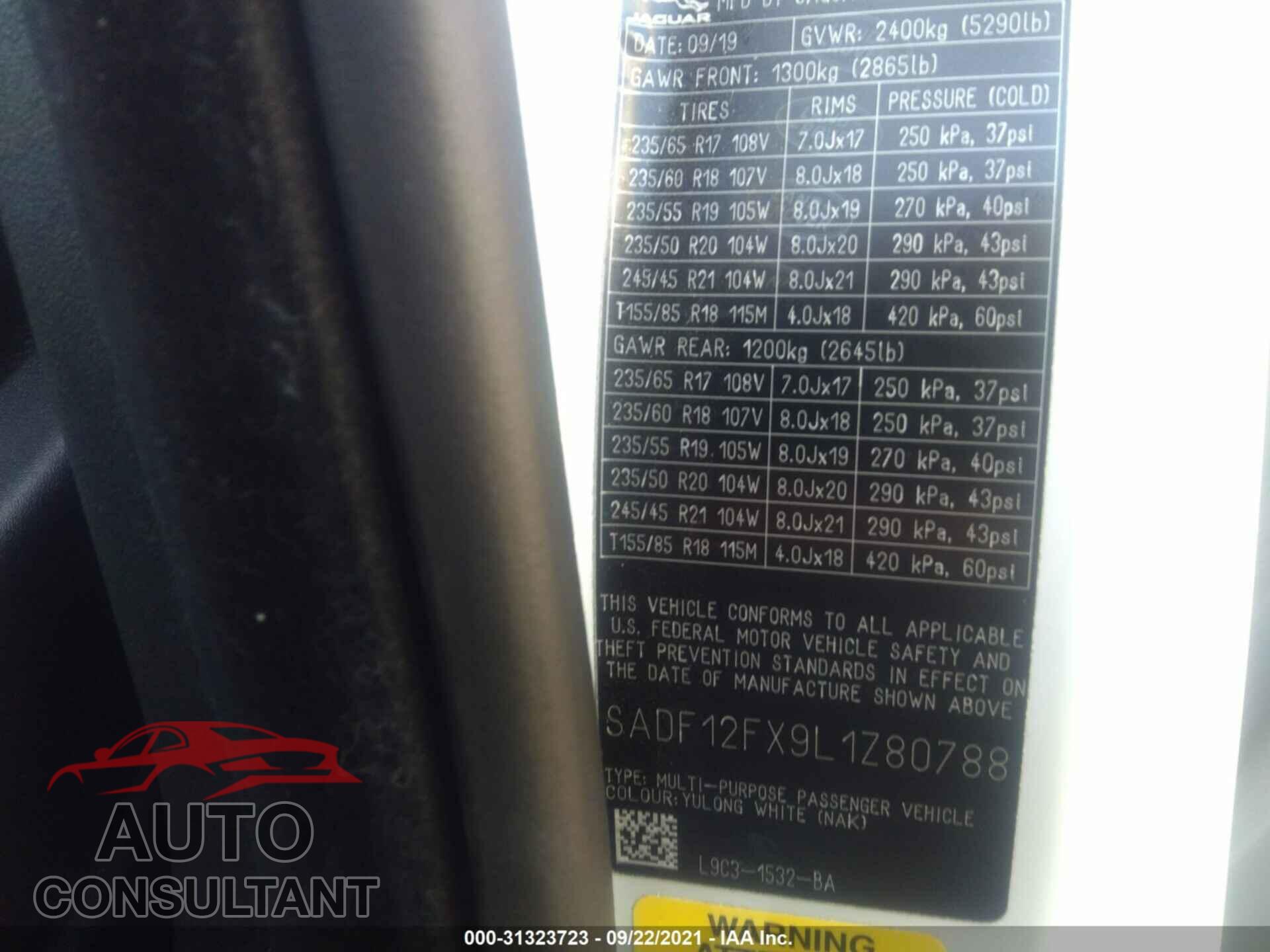 JAGUAR E-PACE 2020 - SADF12FX9L1Z80788