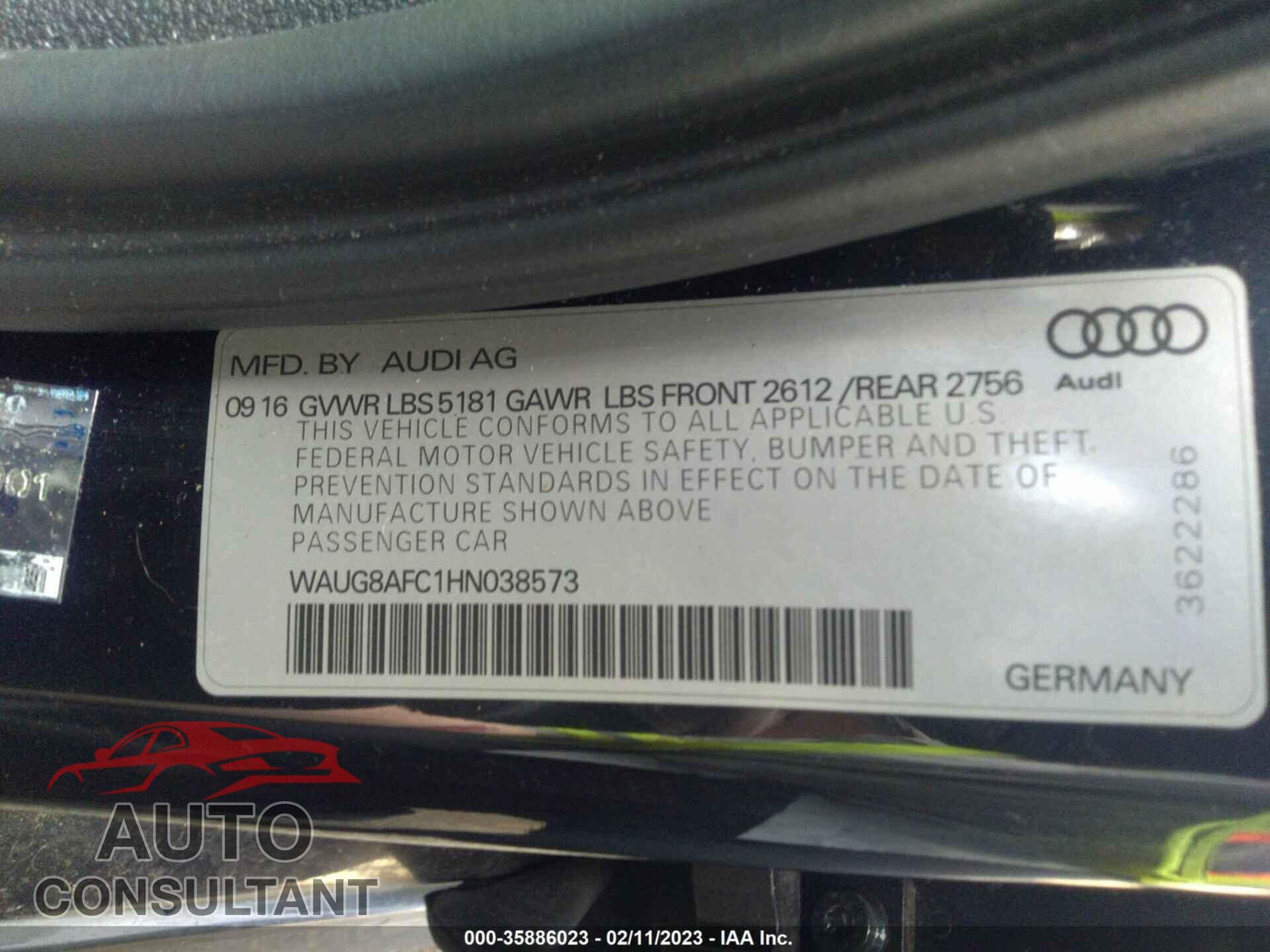 AUDI A6 2017 - WAUG8AFC1HN038573