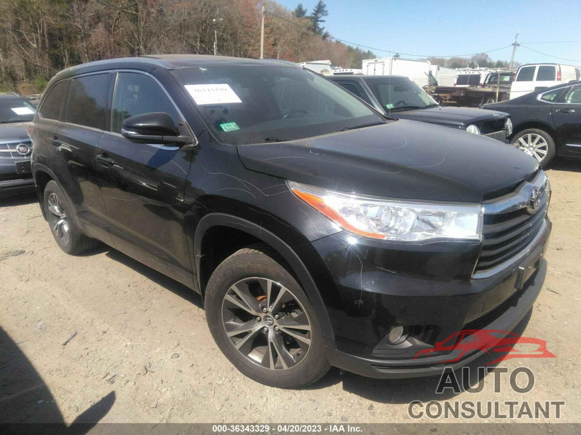 TOYOTA HIGHLANDER 2016 - 5TDJKRFH7GS324375