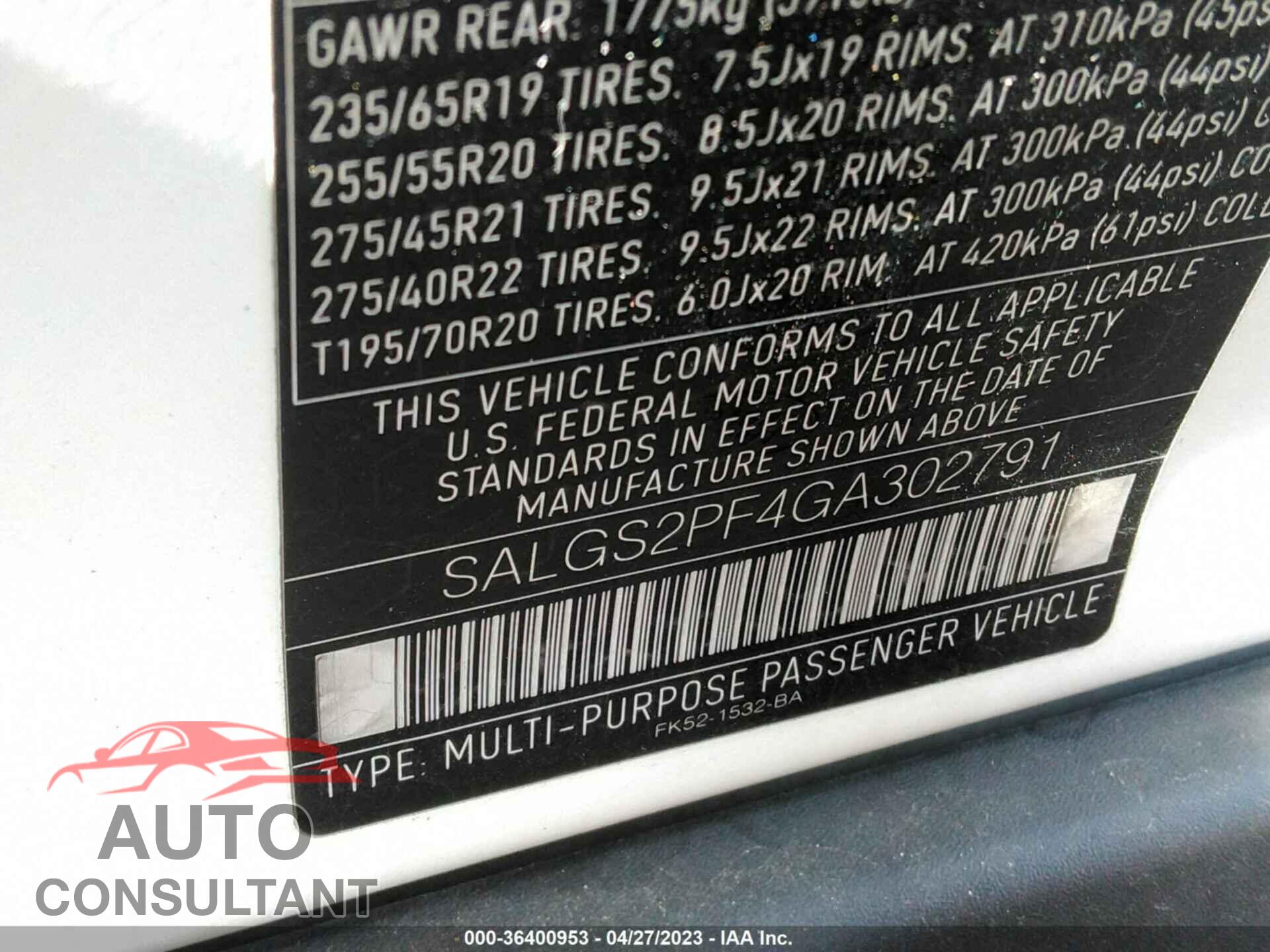LAND ROVER RANGE ROVER 2016 - SALGS2PF4GA302791