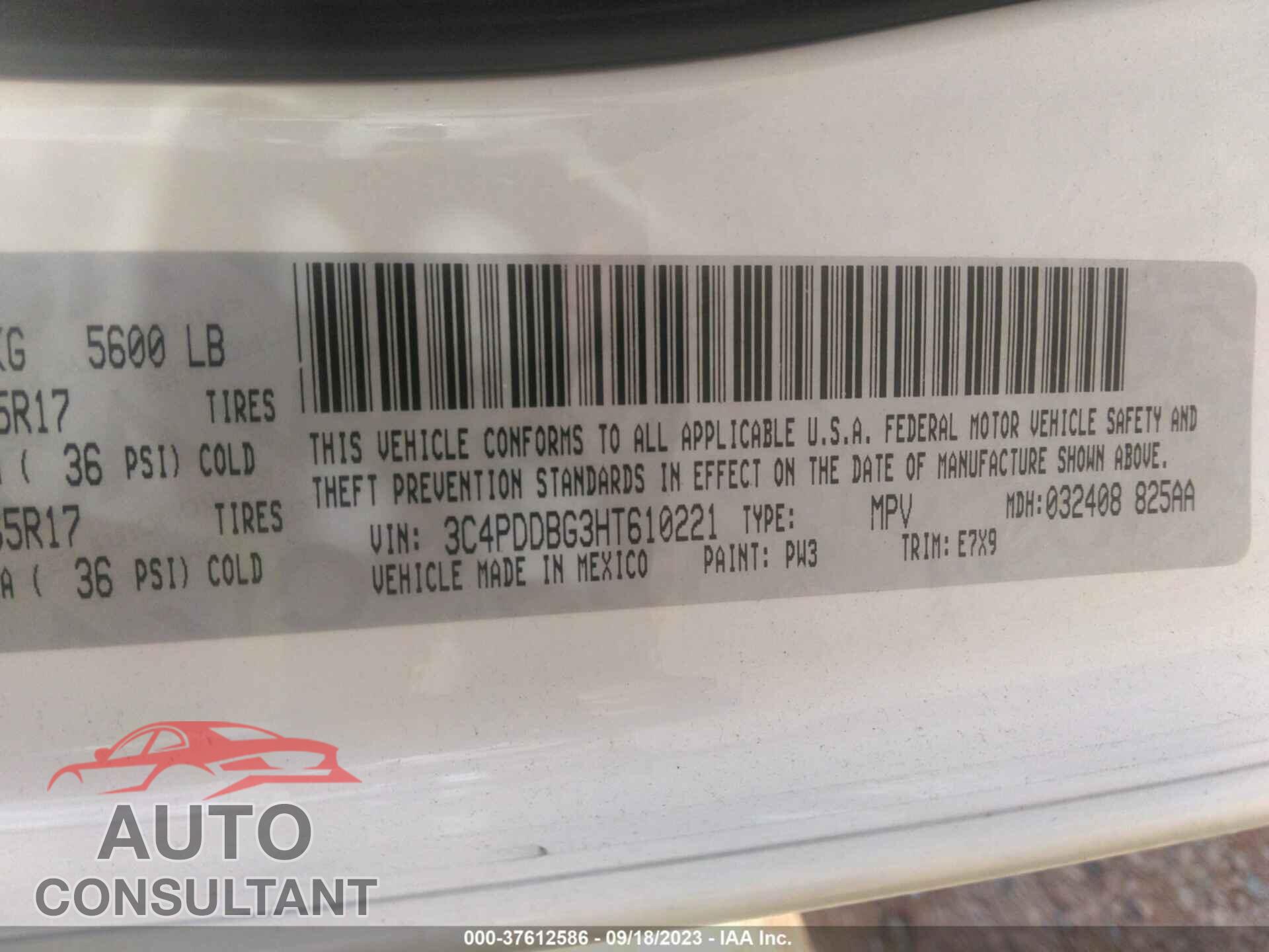 DODGE JOURNEY 2017 - 3C4PDDBG3HT610221
