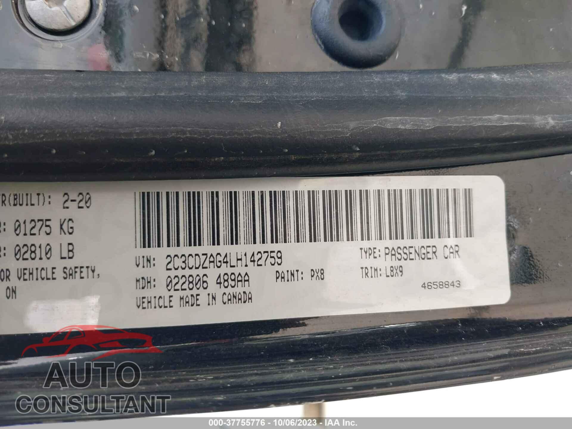 DODGE CHALLENGER 2020 - 2C3CDZAG4LH142759