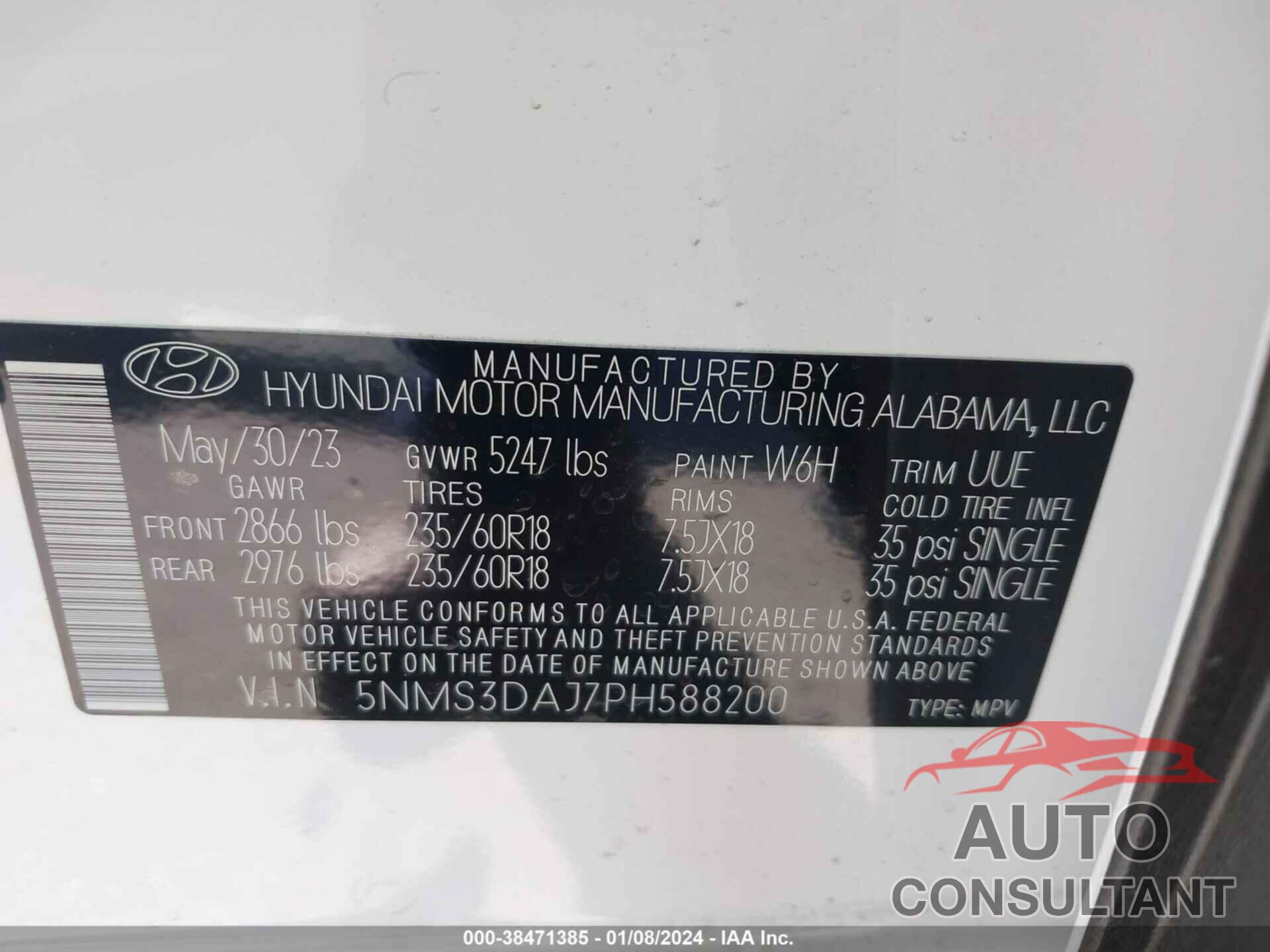 HYUNDAI SANTA FE 2023 - 5NMS3DAJ7PH588200