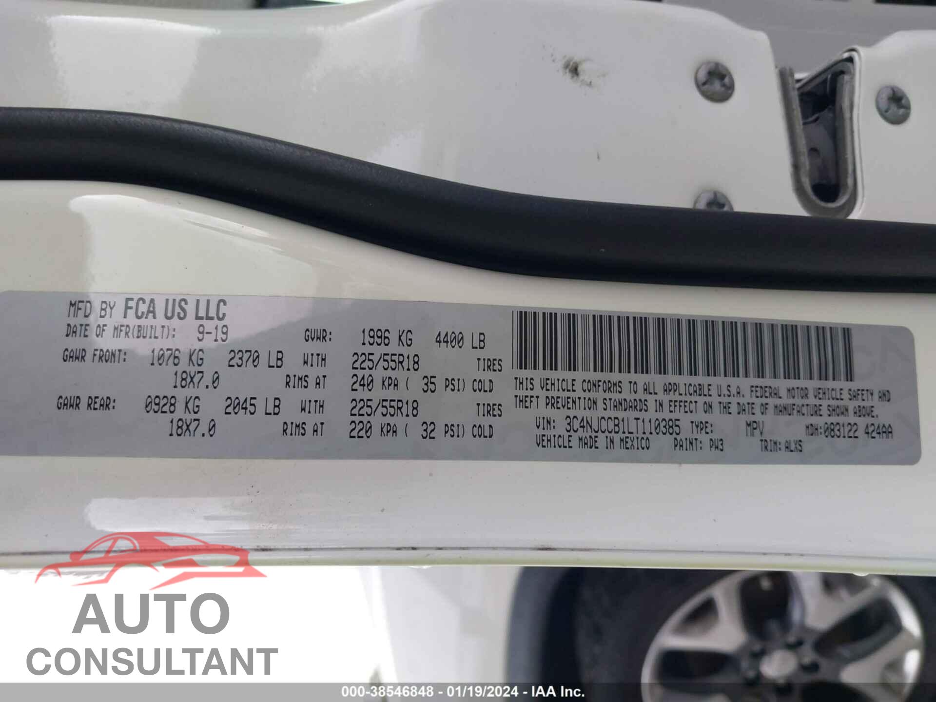 JEEP COMPASS 2020 - 3C4NJCCB1LT110385