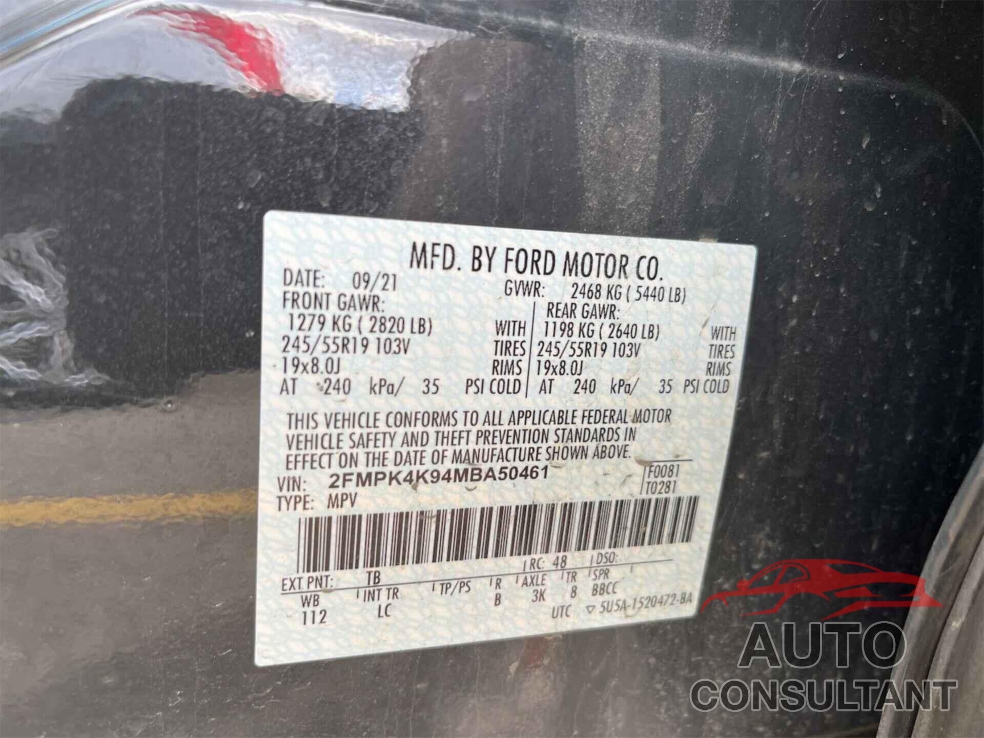 FORD EDGE 2021 - 2FMPK4K94MBA50461