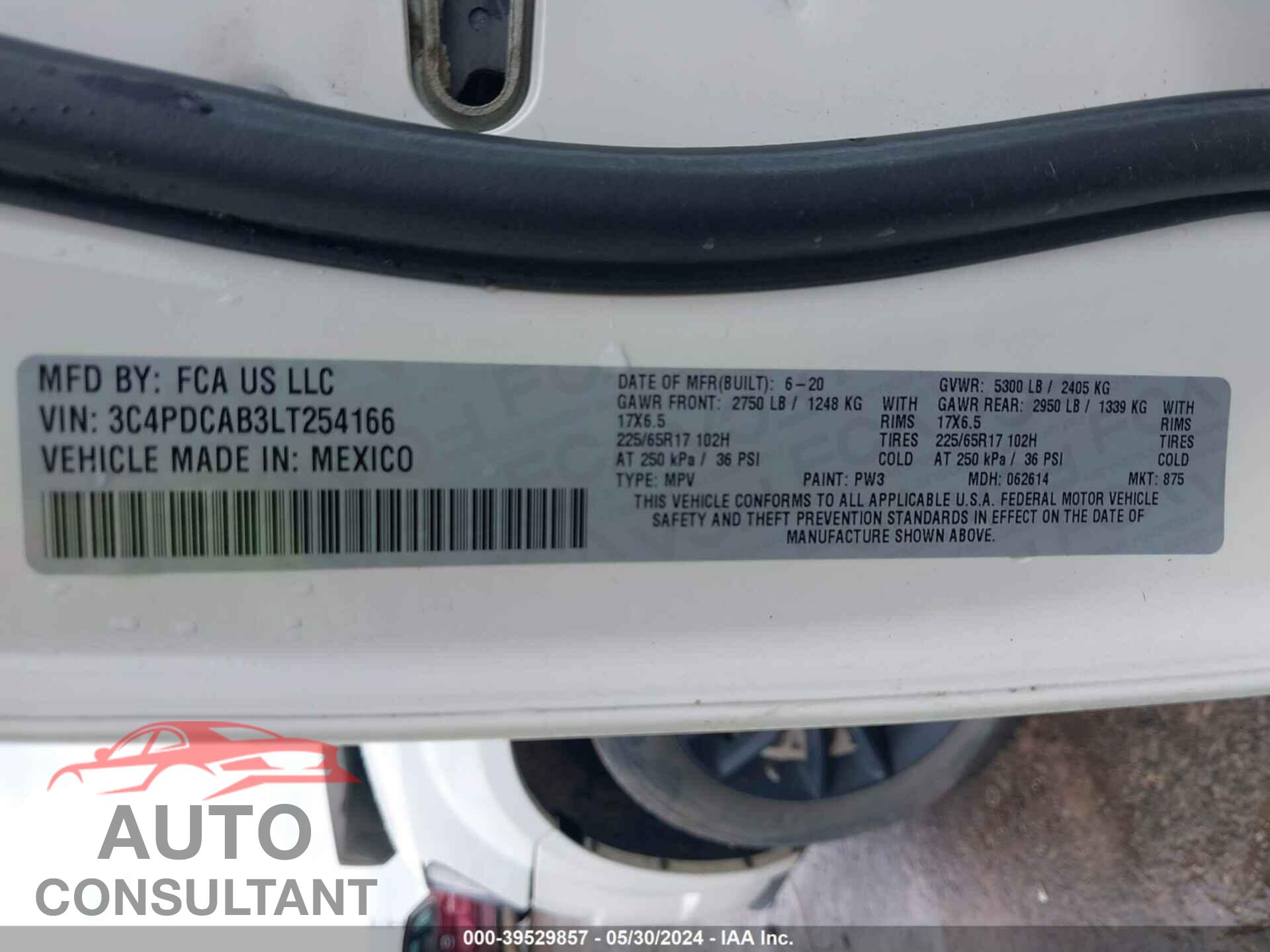 DODGE JOURNEY 2020 - 3C4PDCAB3LT254166
