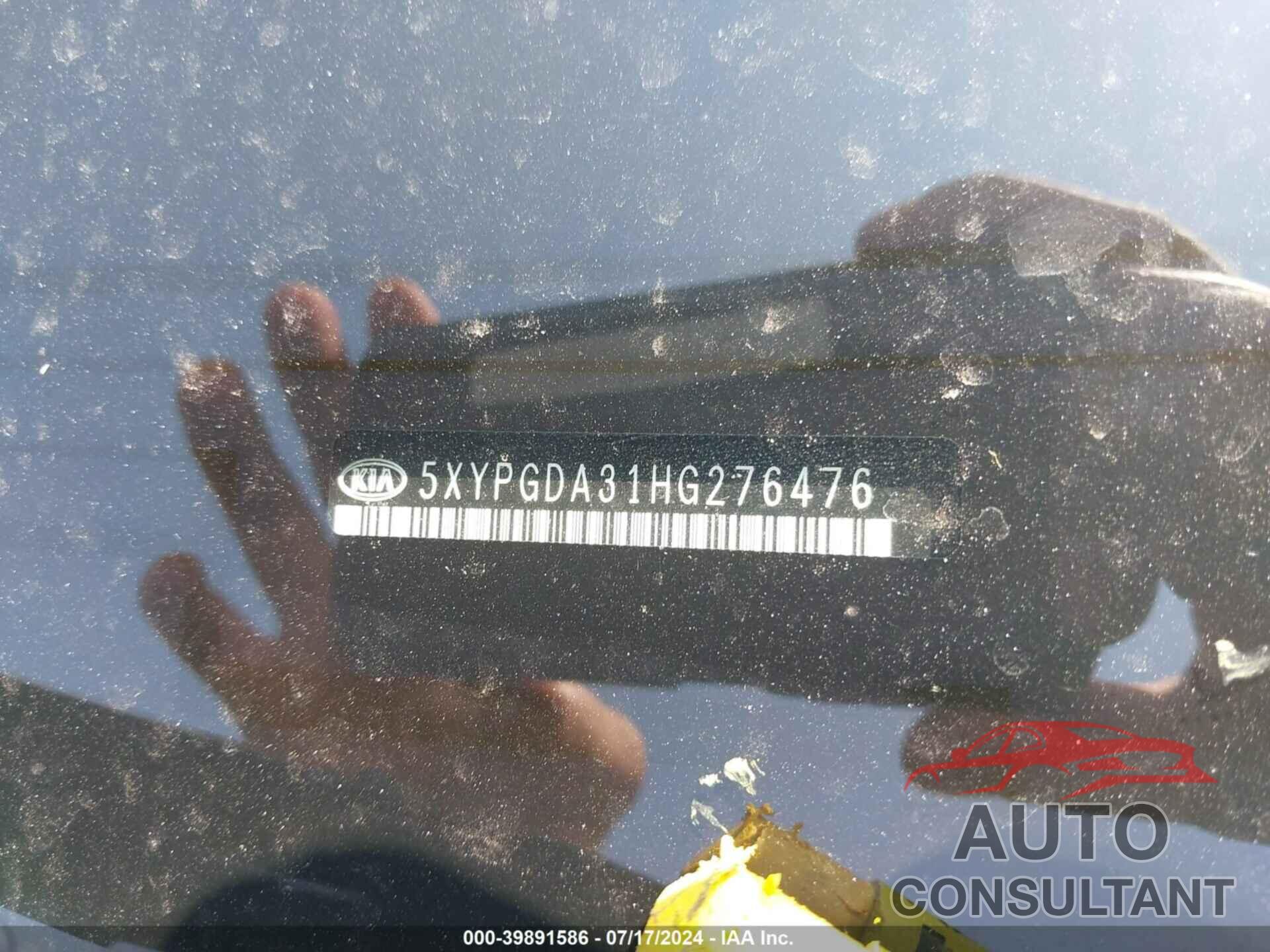 KIA SORENTO 2017 - 5XYPGDA31HG276476