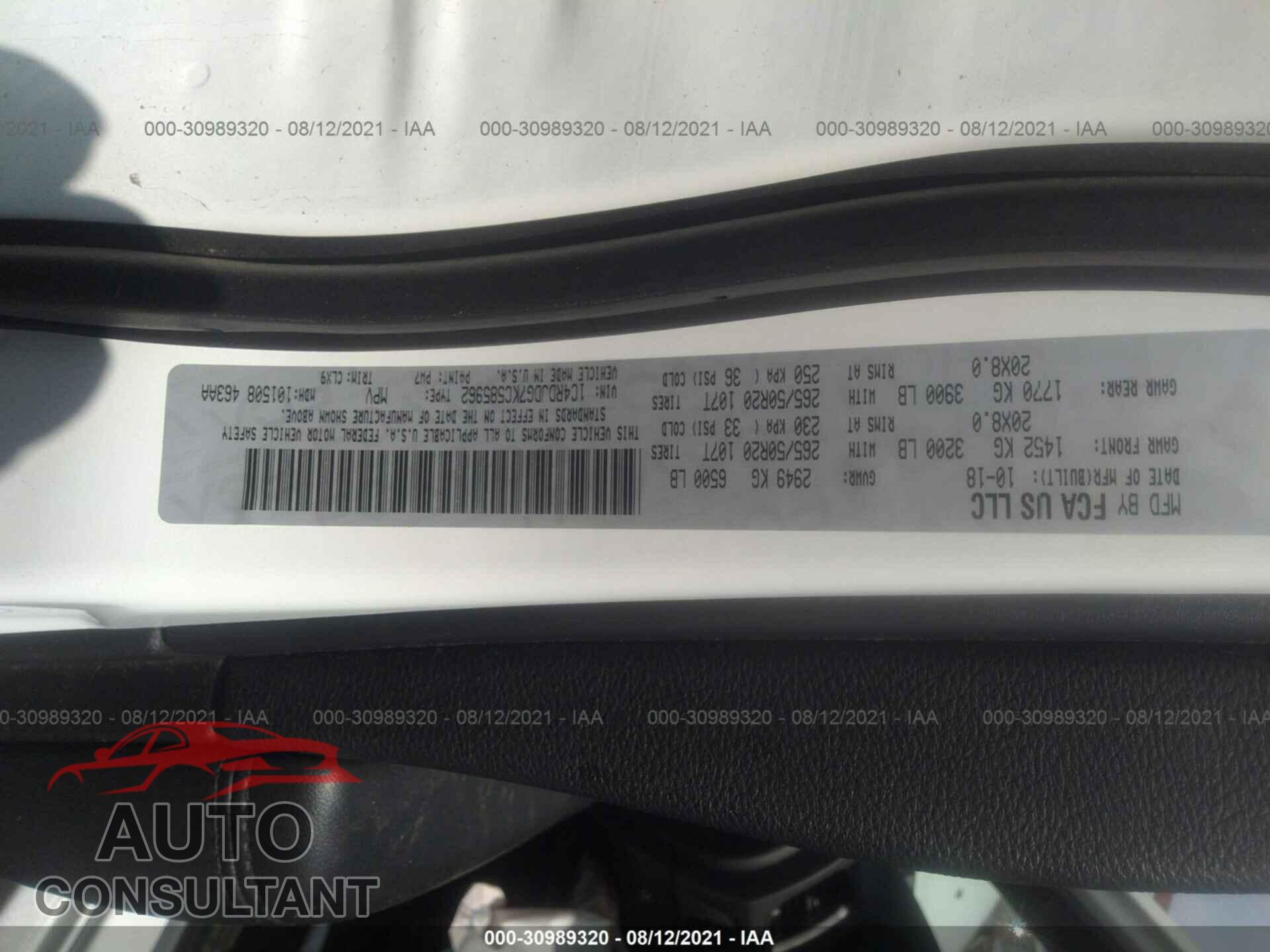 DODGE DURANGO 2019 - 1C4RDJDG7KC585962