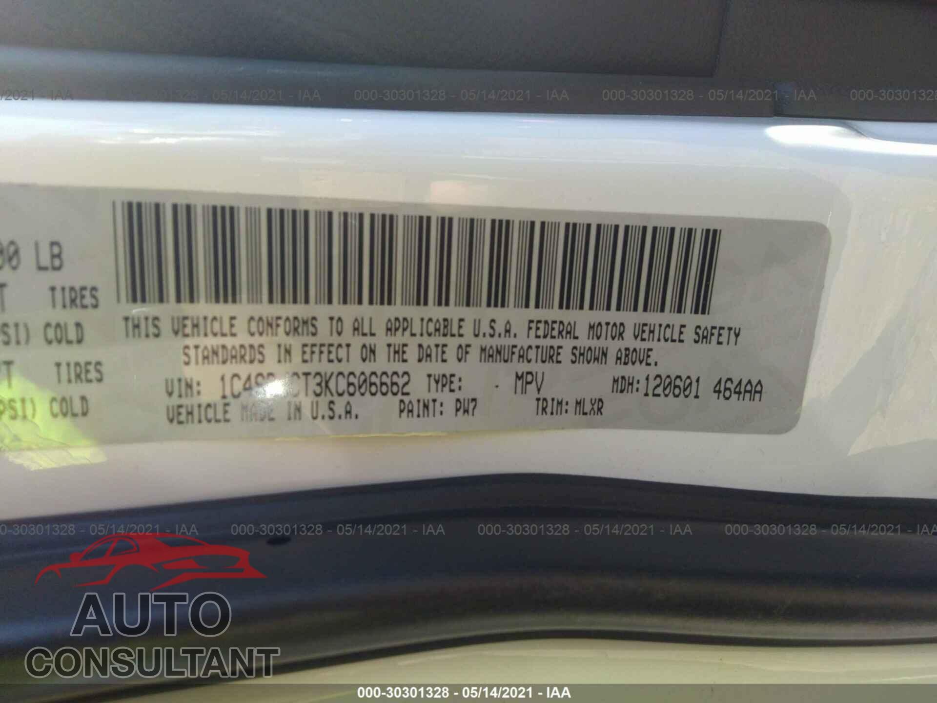 DODGE DURANGO 2019 - 1C4SDJCT3KC606662