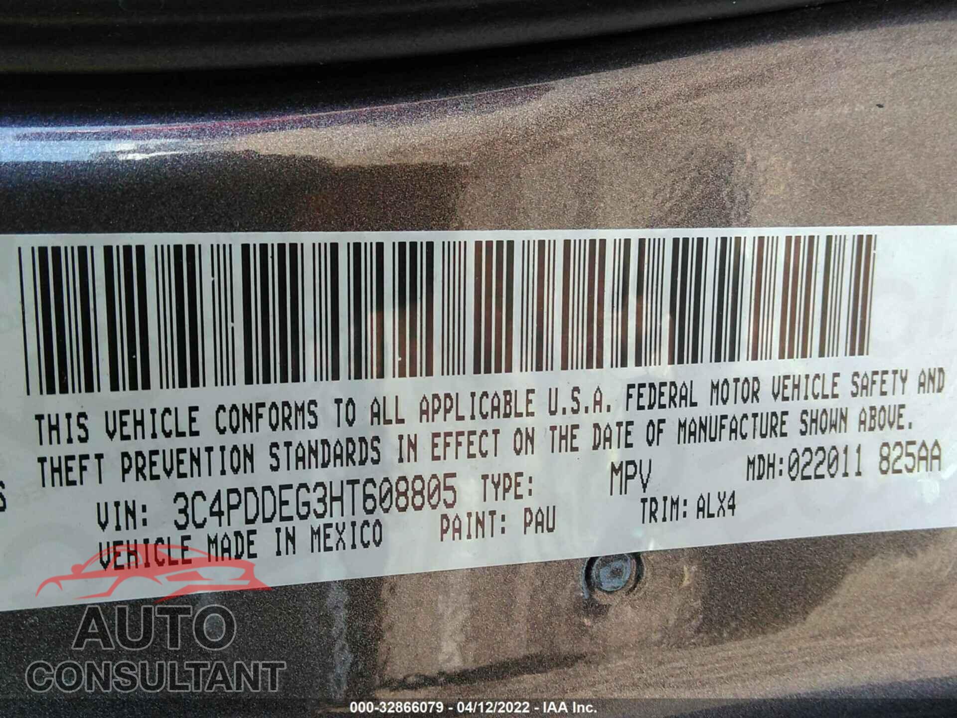 DODGE JOURNEY 2017 - 3C4PDDEG3HT608805