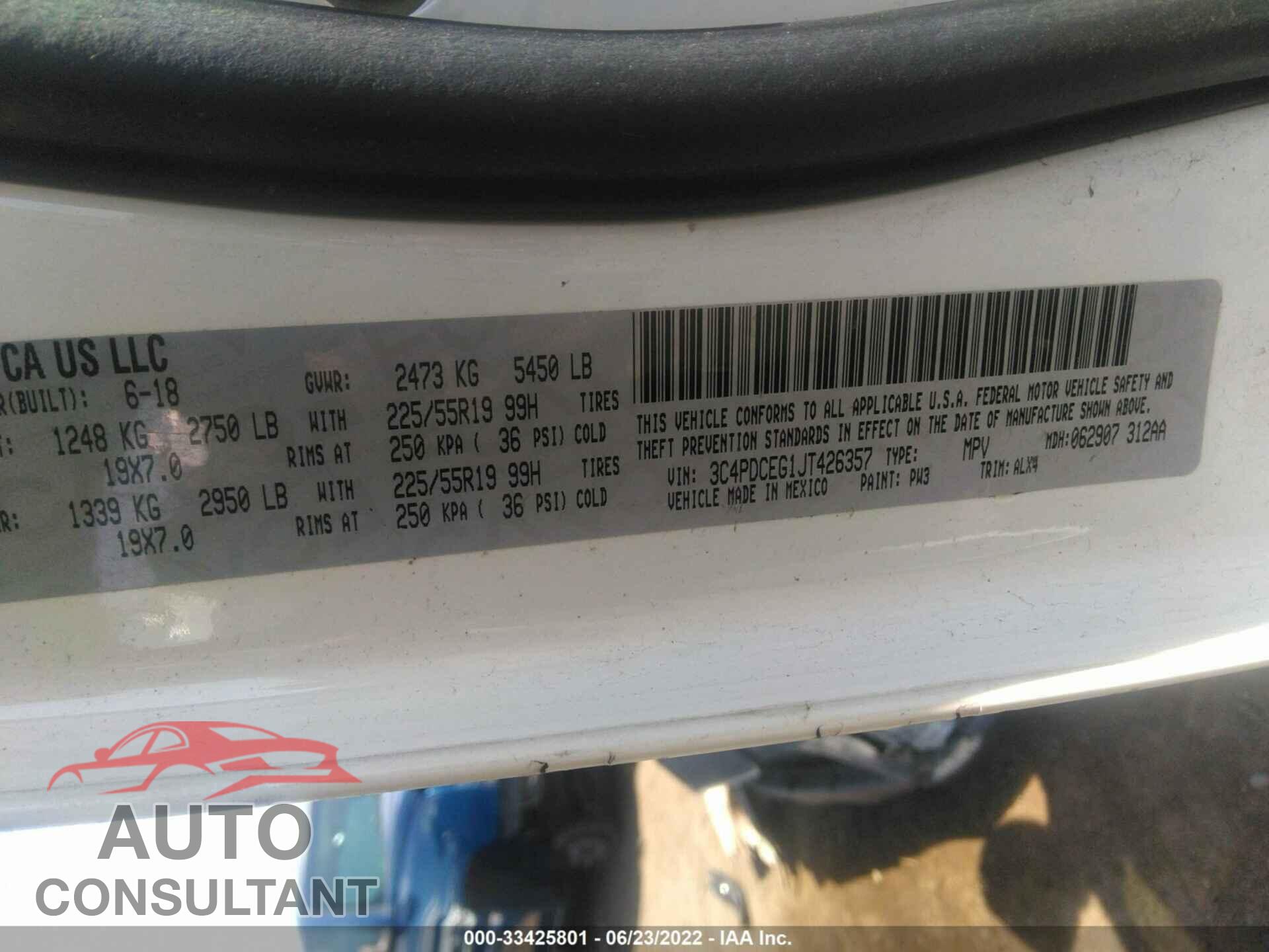 DODGE JOURNEY 2018 - 3C4PDCEG1JT426357