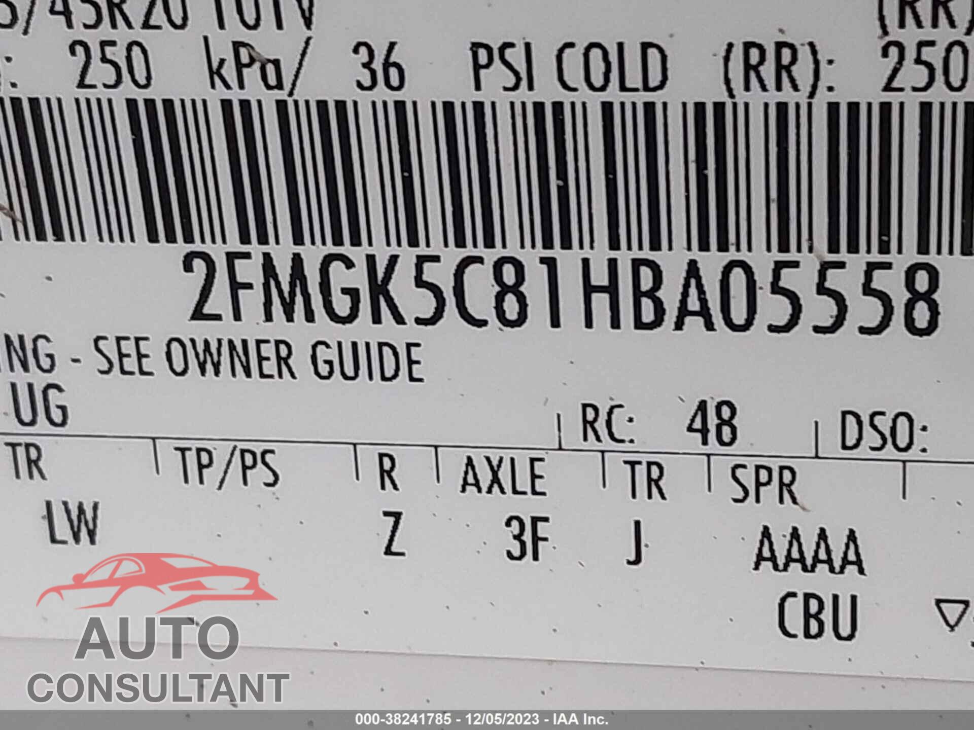 FORD FLEX 2017 - 2FMGK5C81HBA05558