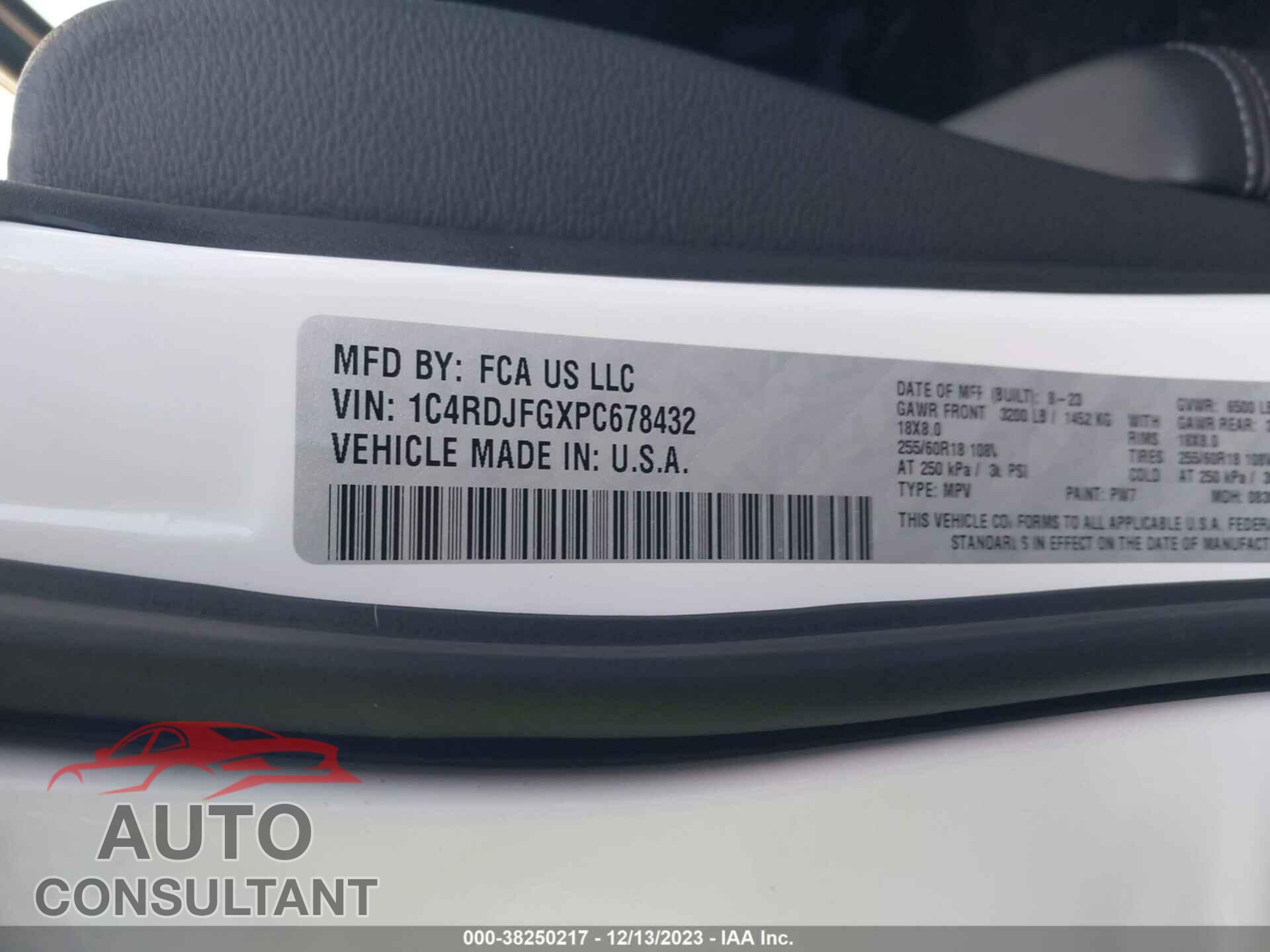 DODGE DURANGO 2023 - 1C4RDJFGXPC678432