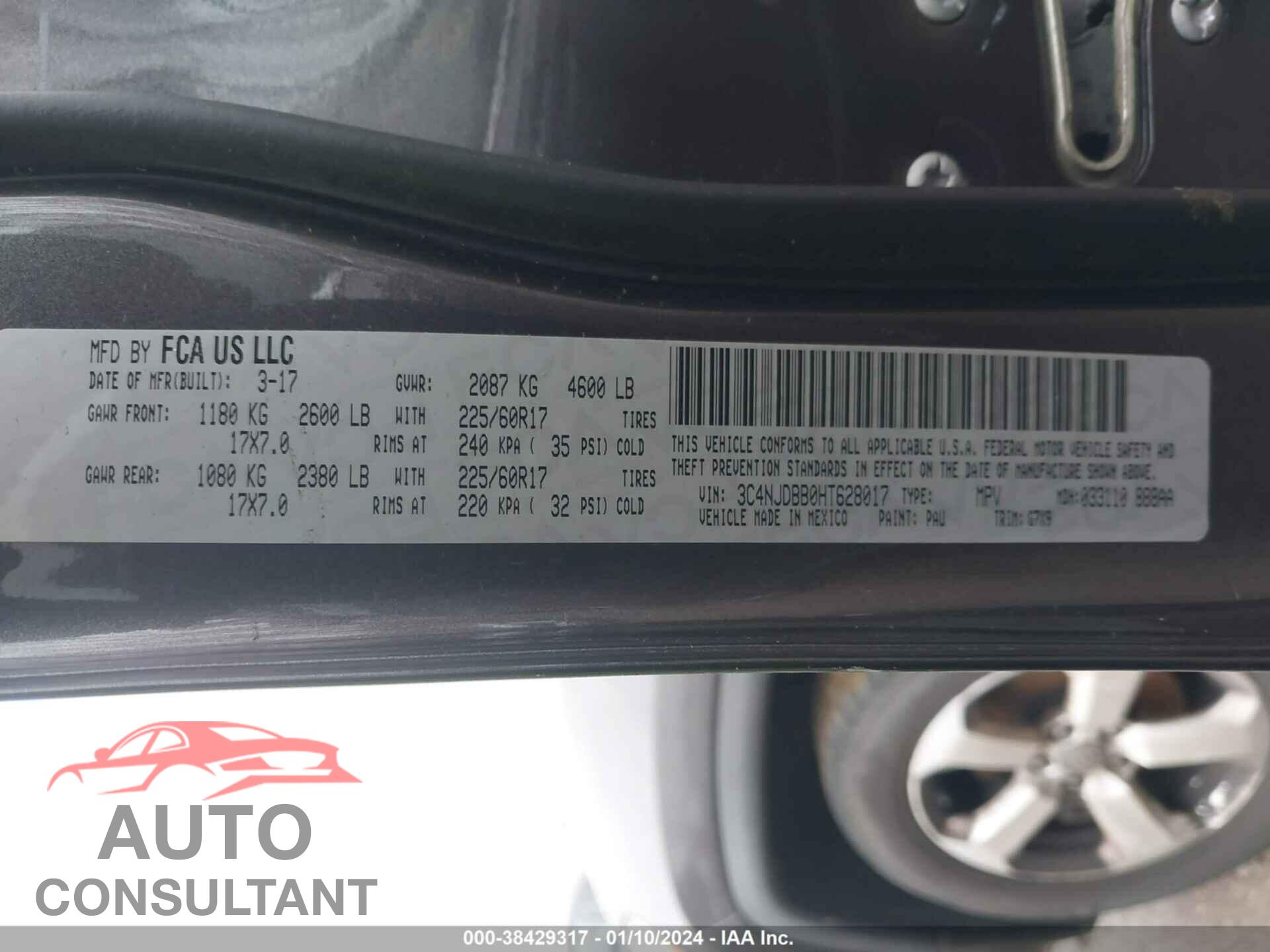 JEEP NEW COMPASS 2017 - 3C4NJDBB0HT628017