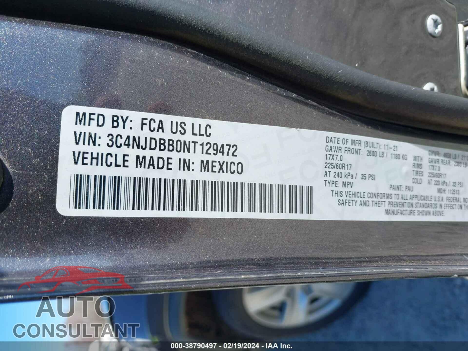 JEEP COMPASS 2022 - 3C4NJDBB0NT129472