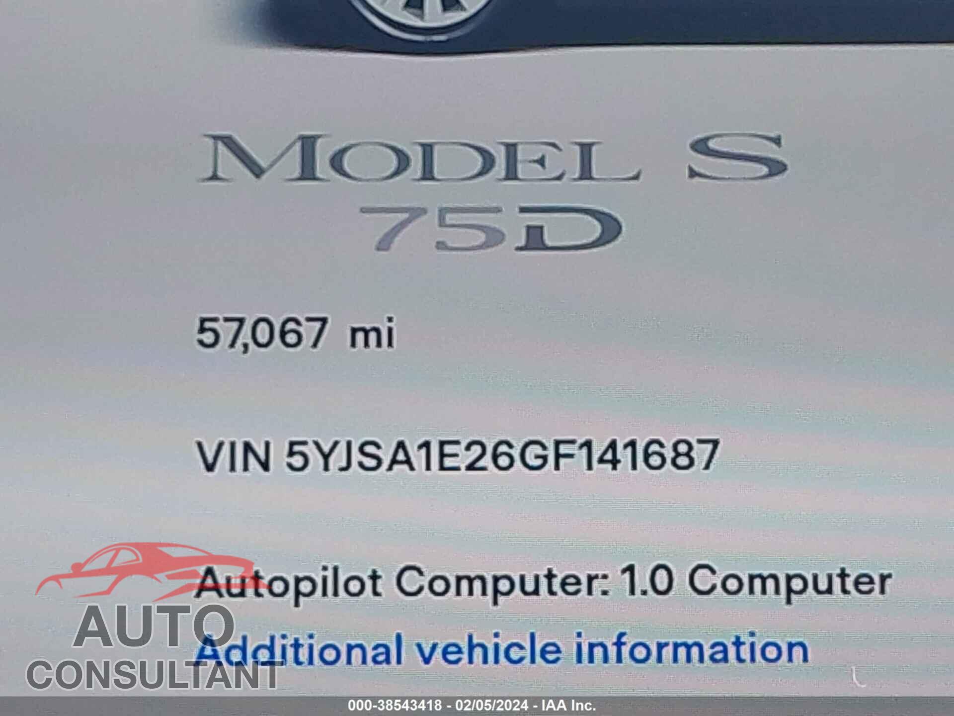 TESLA MODEL S 2016 - 5YJSA1E26GF141687