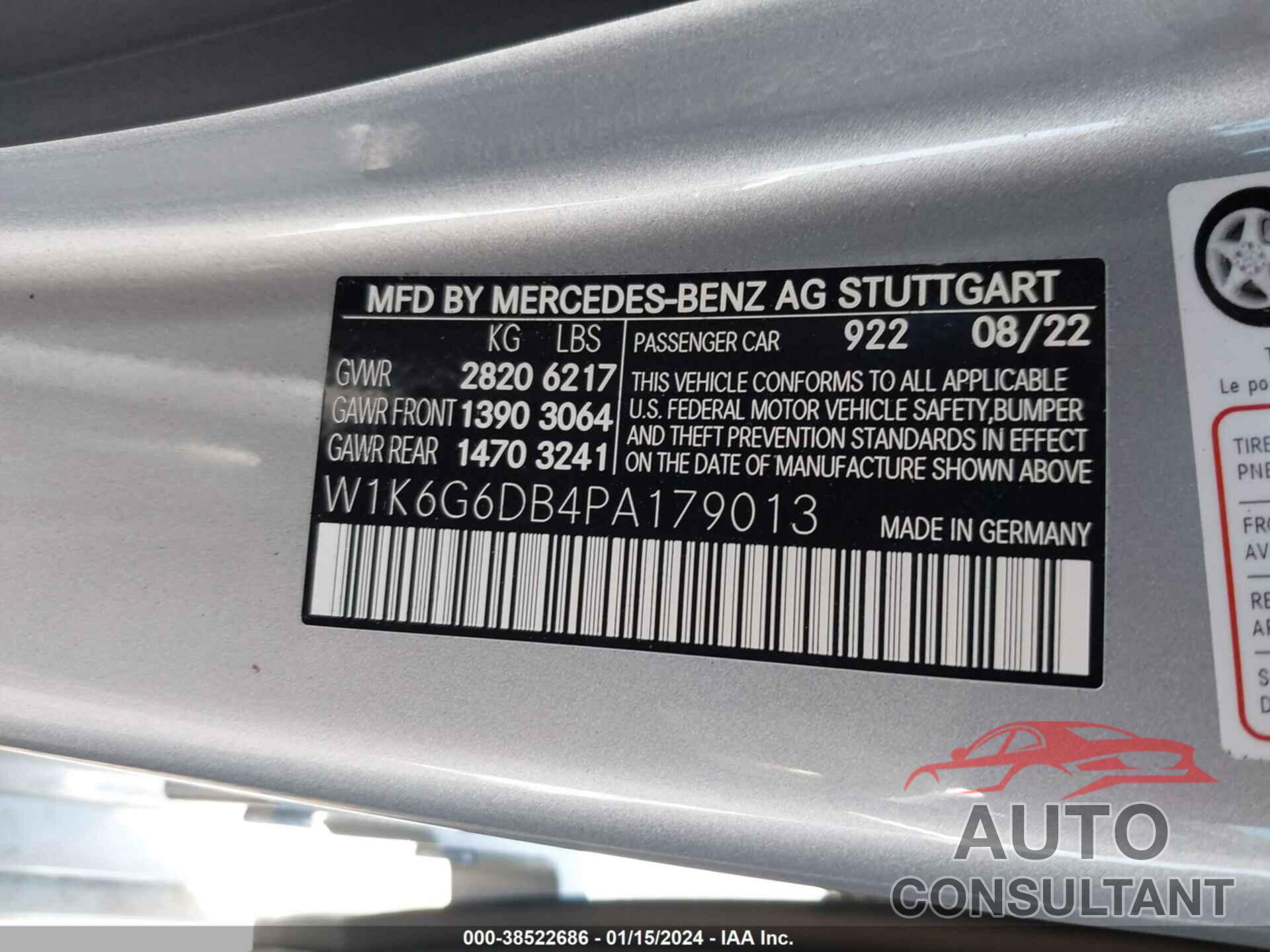 MERCEDES-BENZ S 500 2023 - W1K6G6DB4PA179013