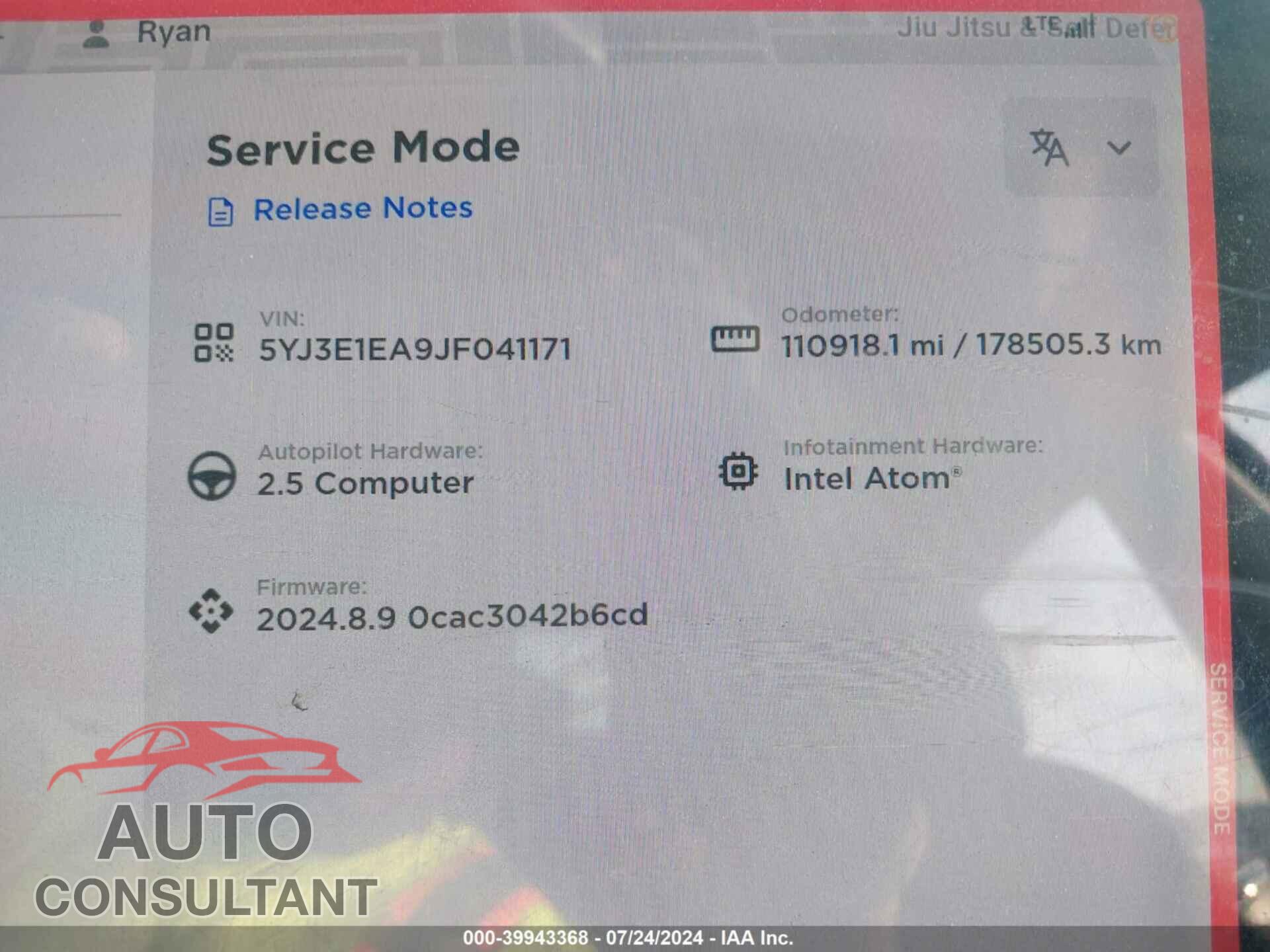 TESLA MODEL 3 2018 - 5YJ3E1EA9JF041171