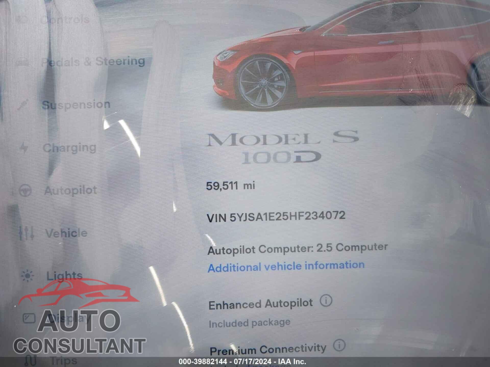 TESLA MODEL S 2017 - 5YJSA1E25HF234072