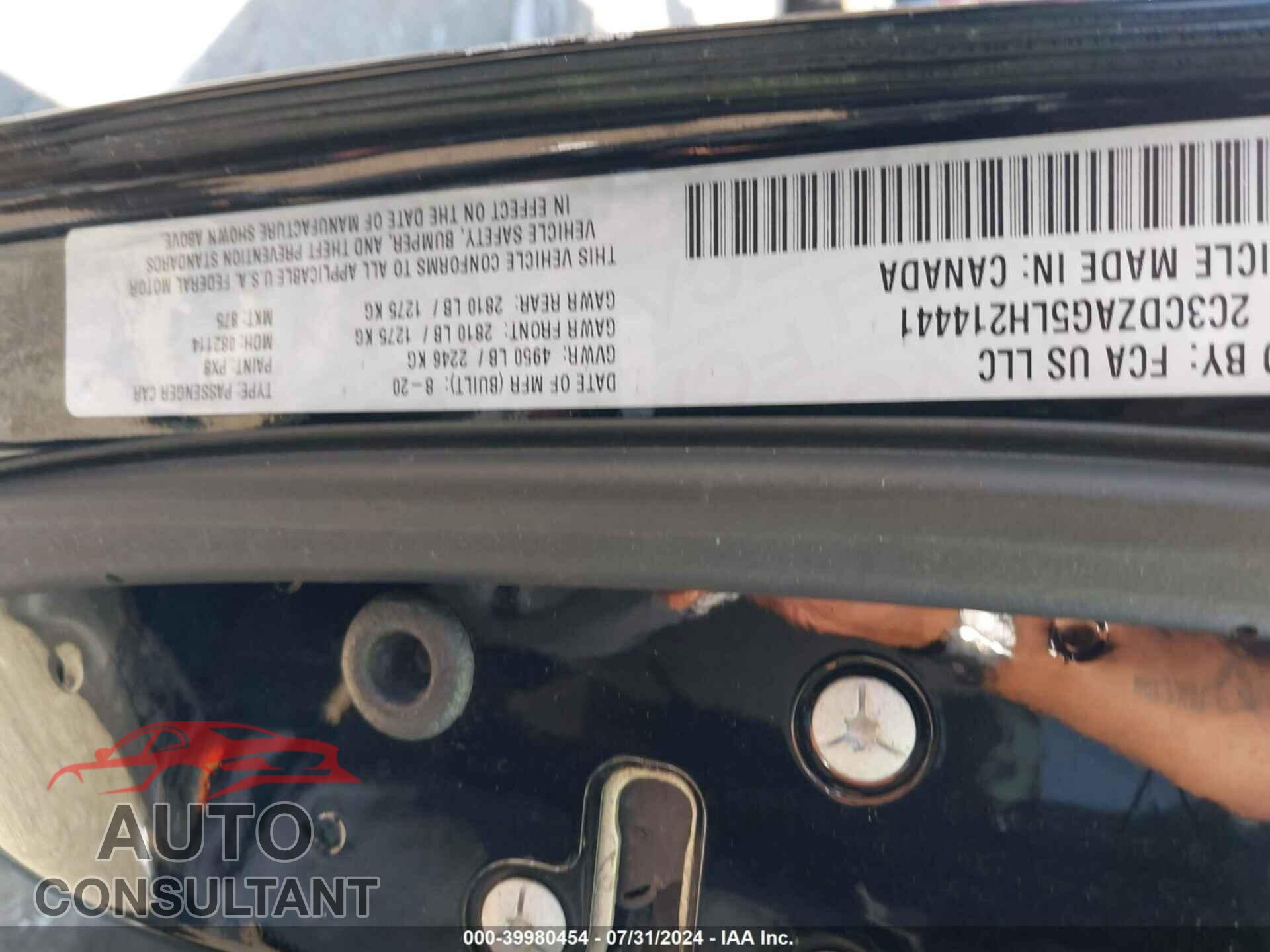DODGE CHALLENGER 2020 - 2C3CDZAG5LH214441