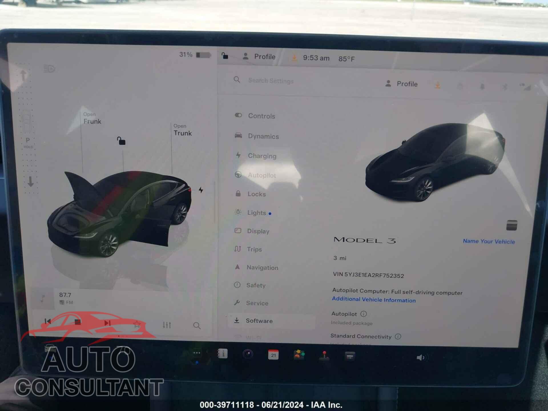 TESLA MODEL 3 2024 - 5YJ3E1EA2RF752352