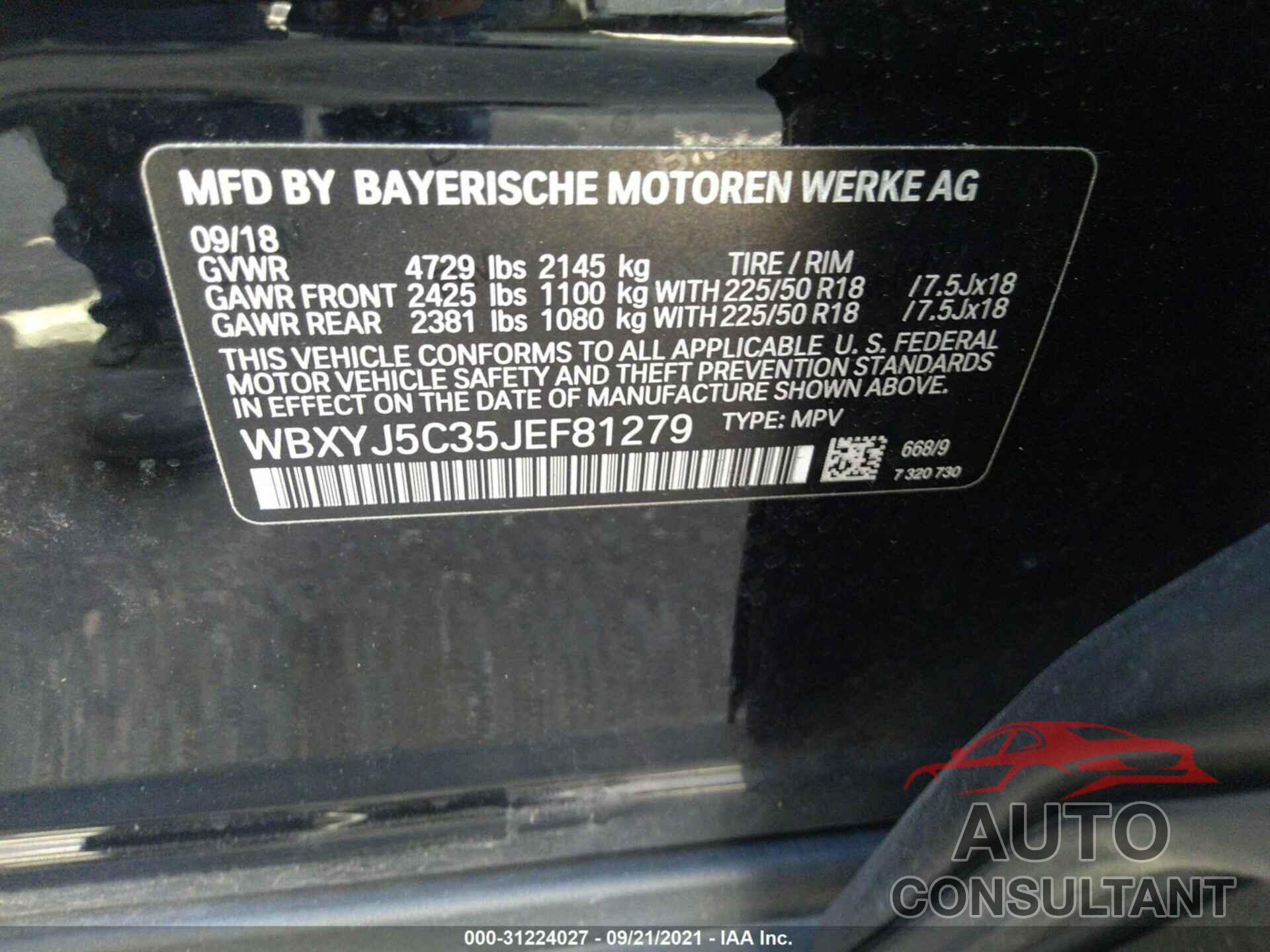 BMW X2 2018 - WBXYJ5C35JEF81279