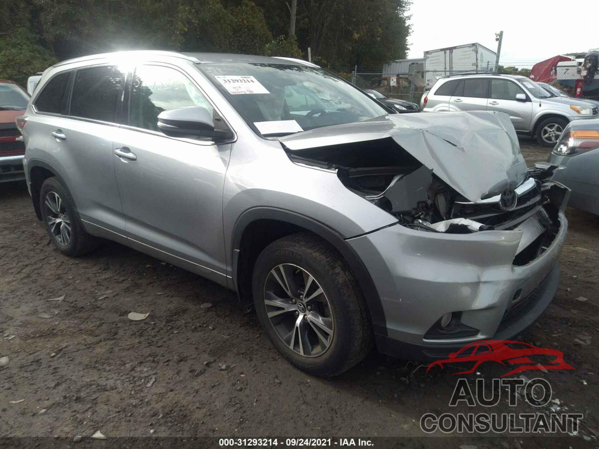 TOYOTA HIGHLANDER 2016 - 5TDJKRFH9GS312390