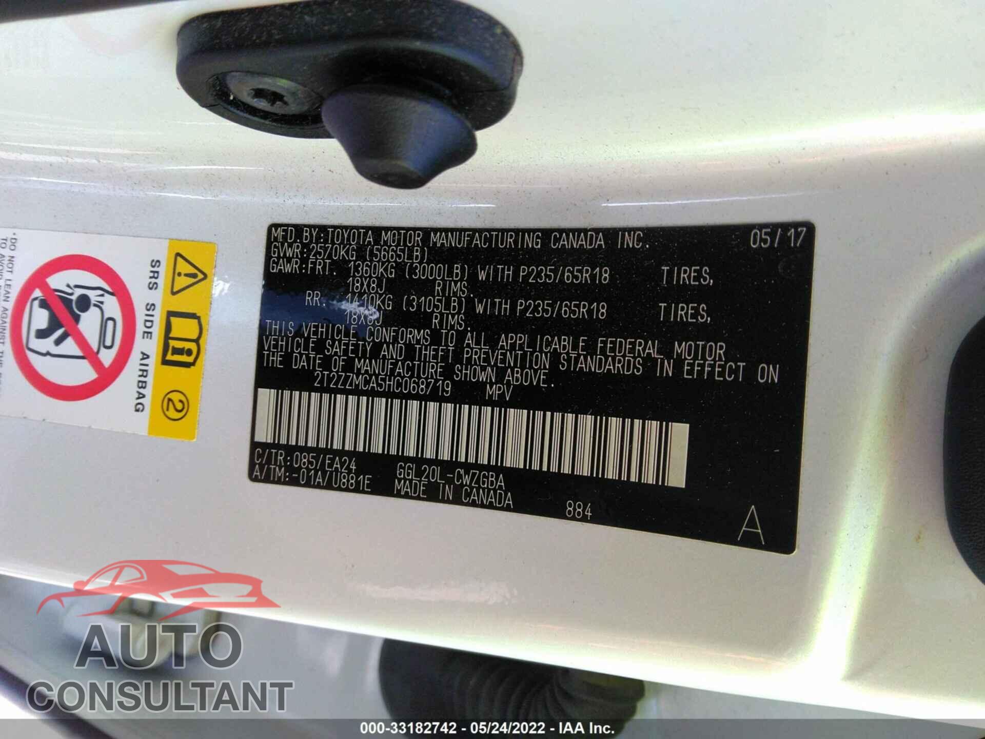 LEXUS RX 2017 - 2T2ZZMCA5HC068719