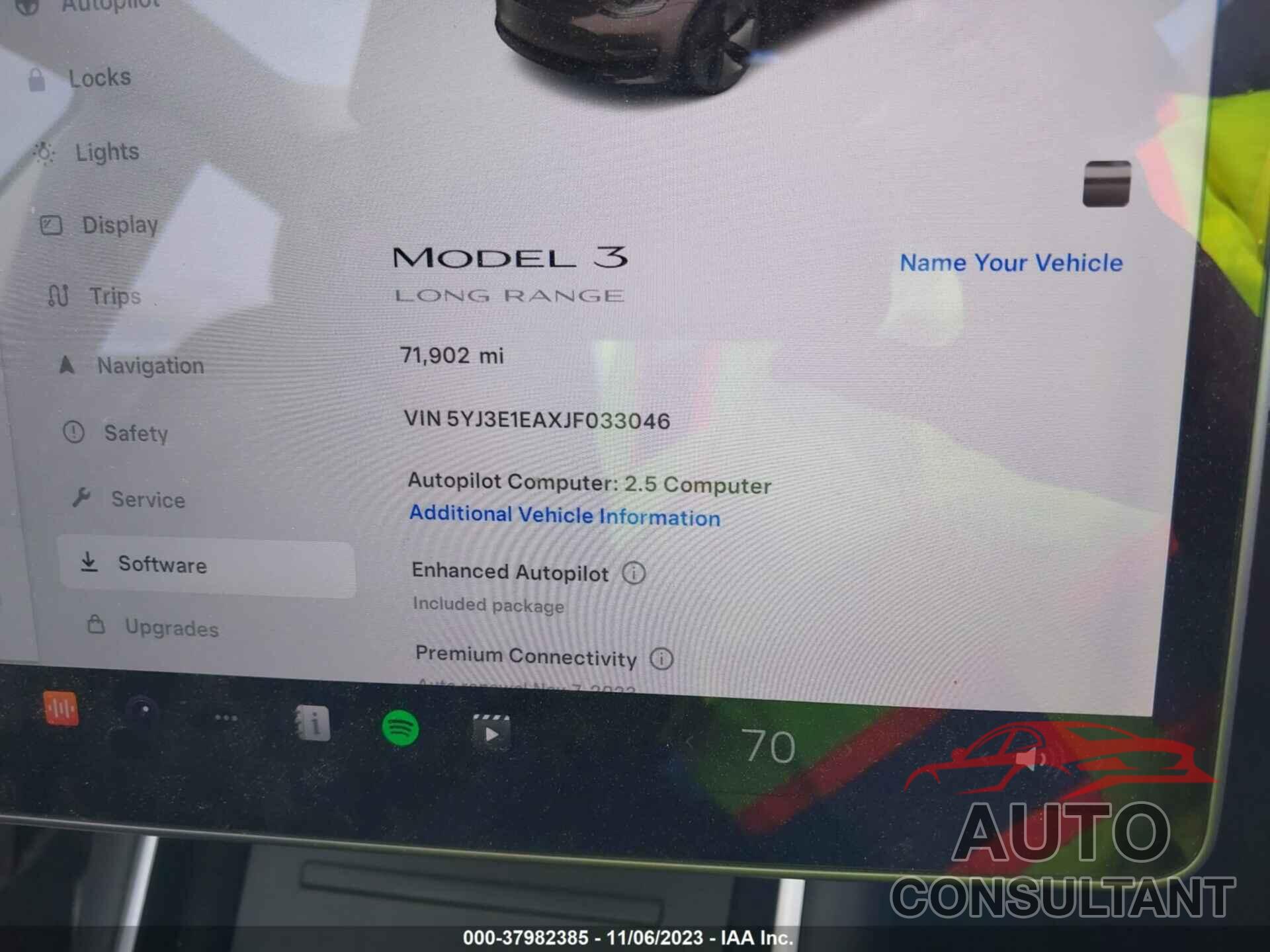 TESLA MODEL 3 2018 - 5YJ3E1EAXJF033046