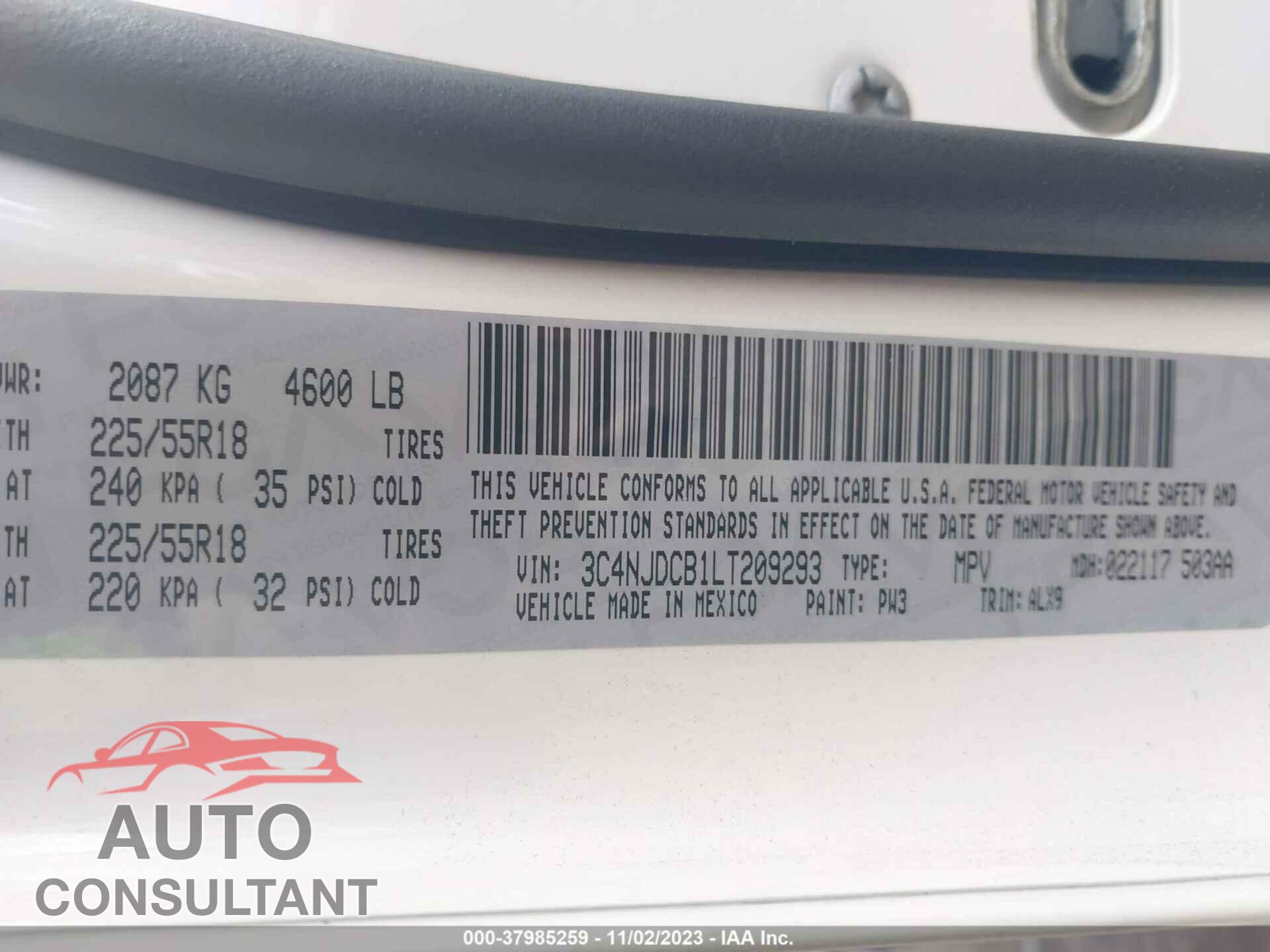 JEEP COMPASS 2020 - 3C4NJDCB1LT209293