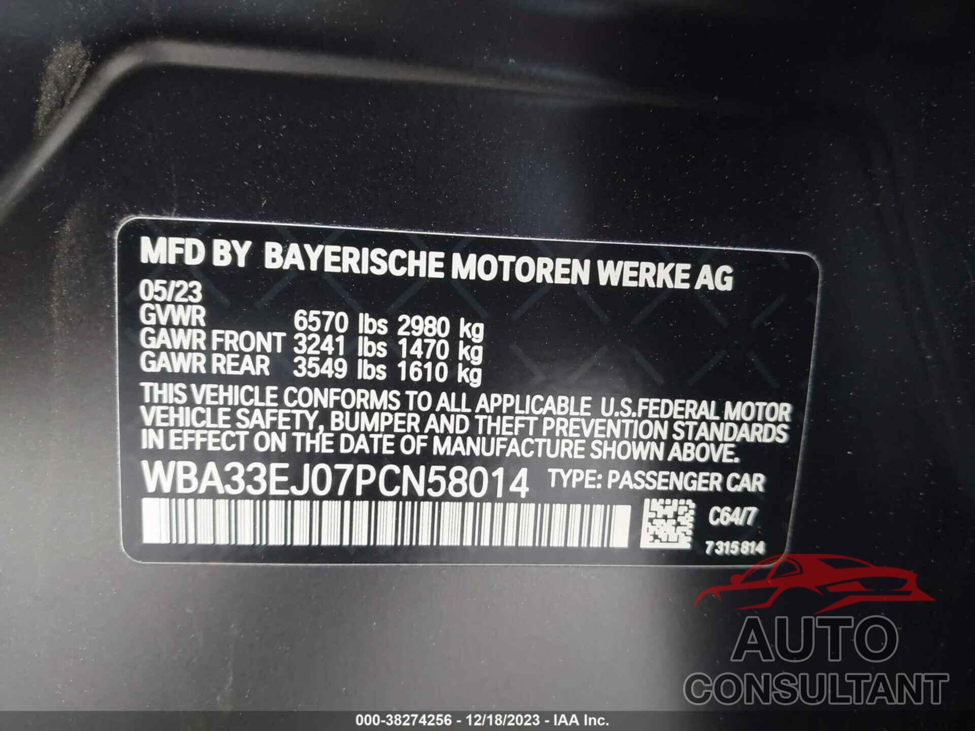 BMW 760I 2023 - WBA33EJ07PCN58014