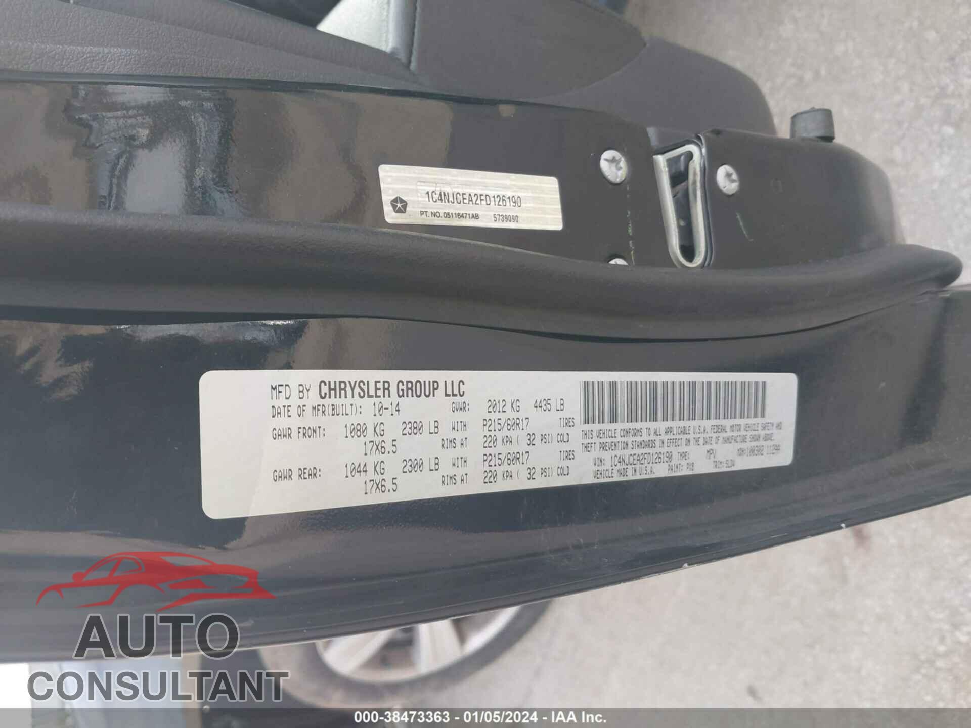 JEEP COMPASS 2015 - 1C4NJCEA2FD126190