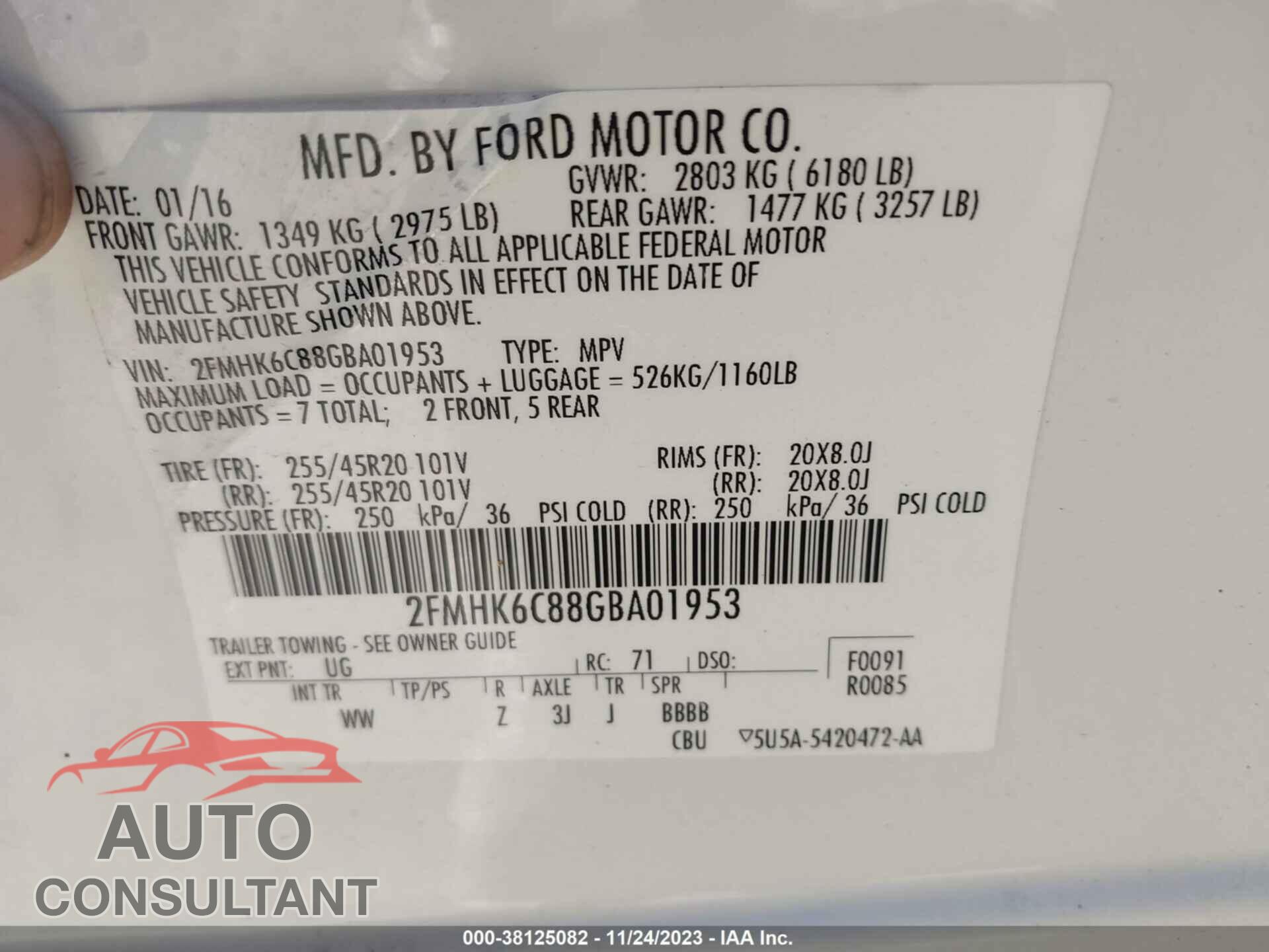 FORD FLEX 2016 - 2FMHK6C88GBA01953